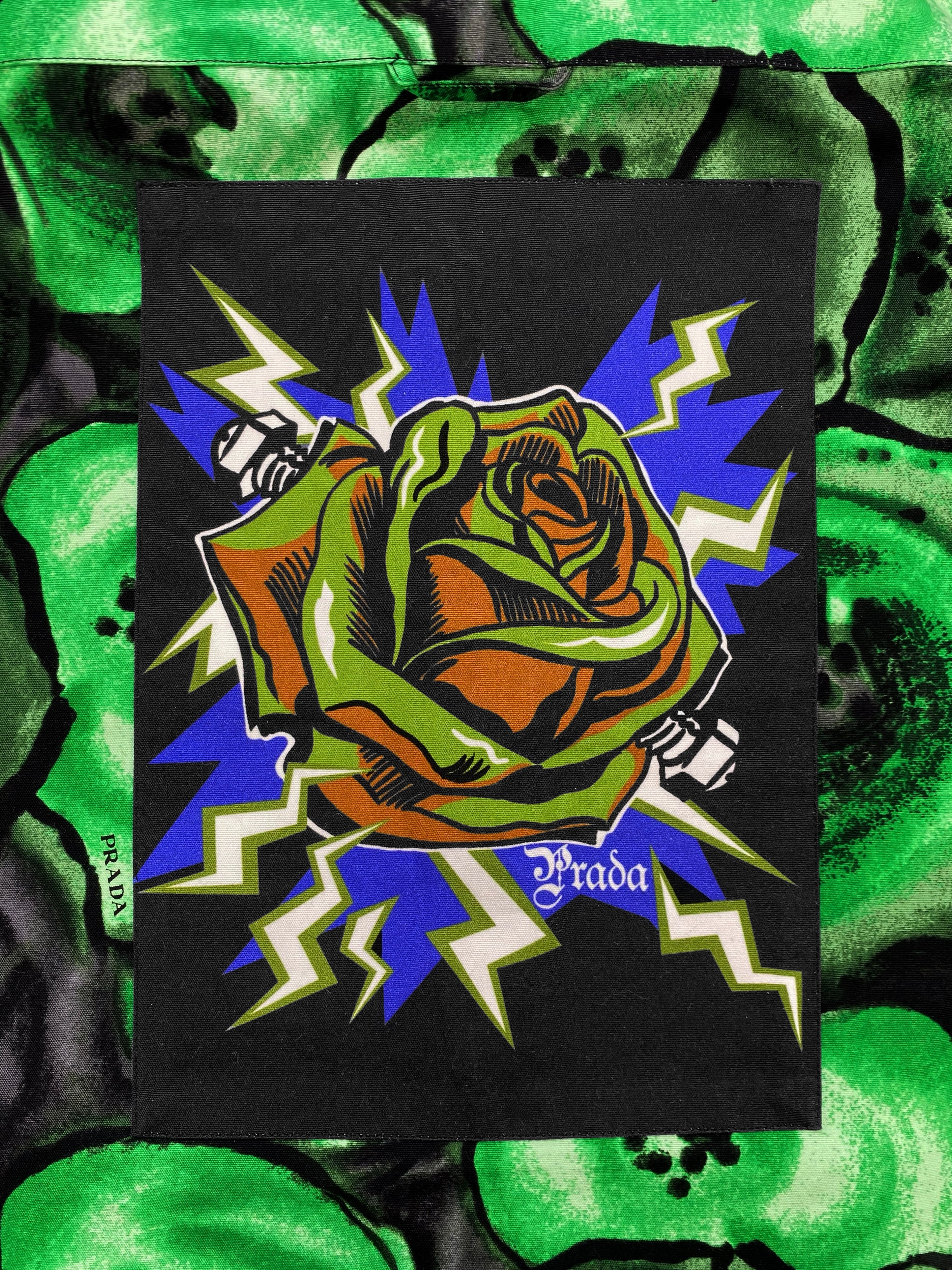 FW19 Prada “Frankenstein” Full Print Camp Collar Button Up