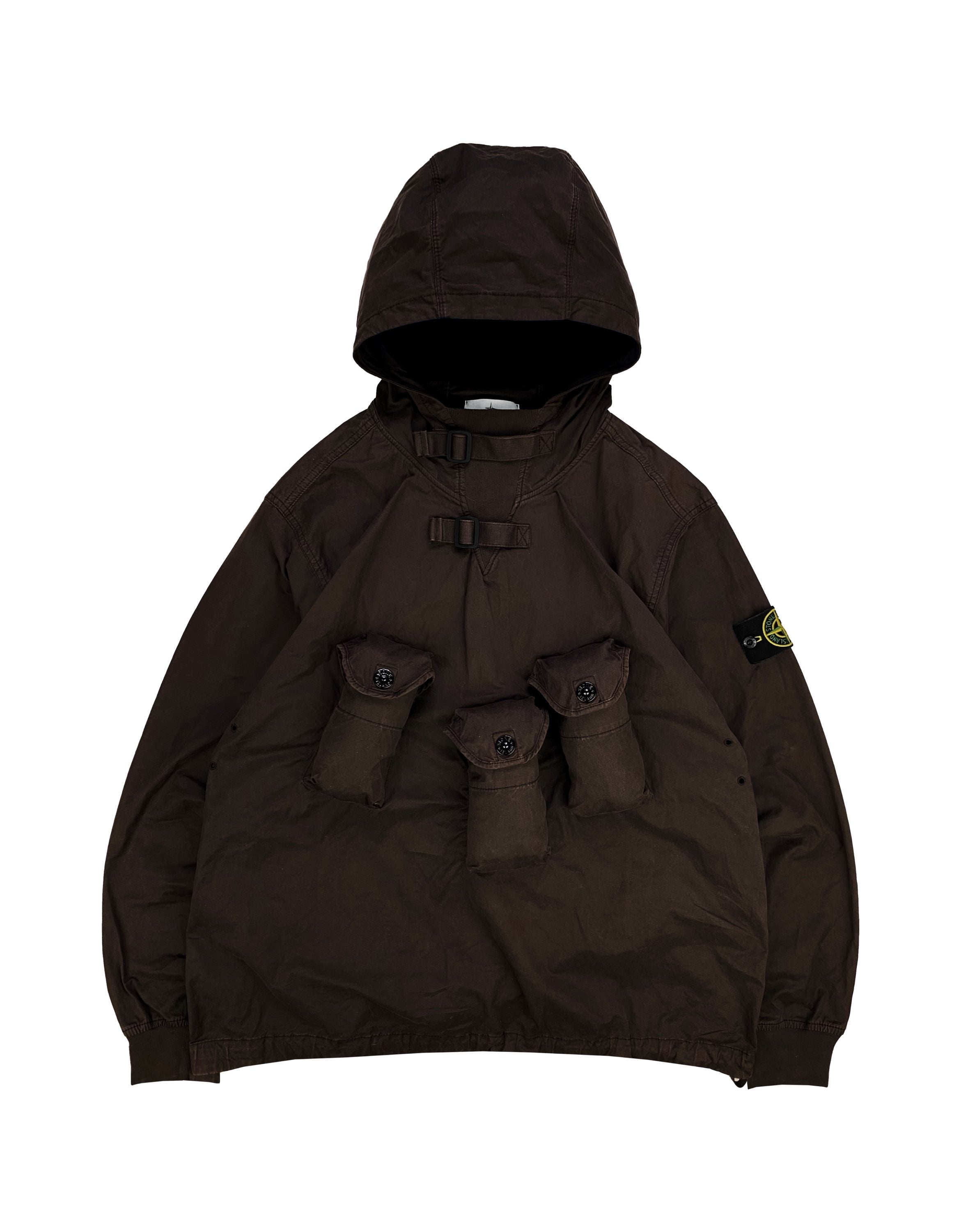 AW21 Stone Island Multi Cargo Pocket Slate Brown Patched Anorak