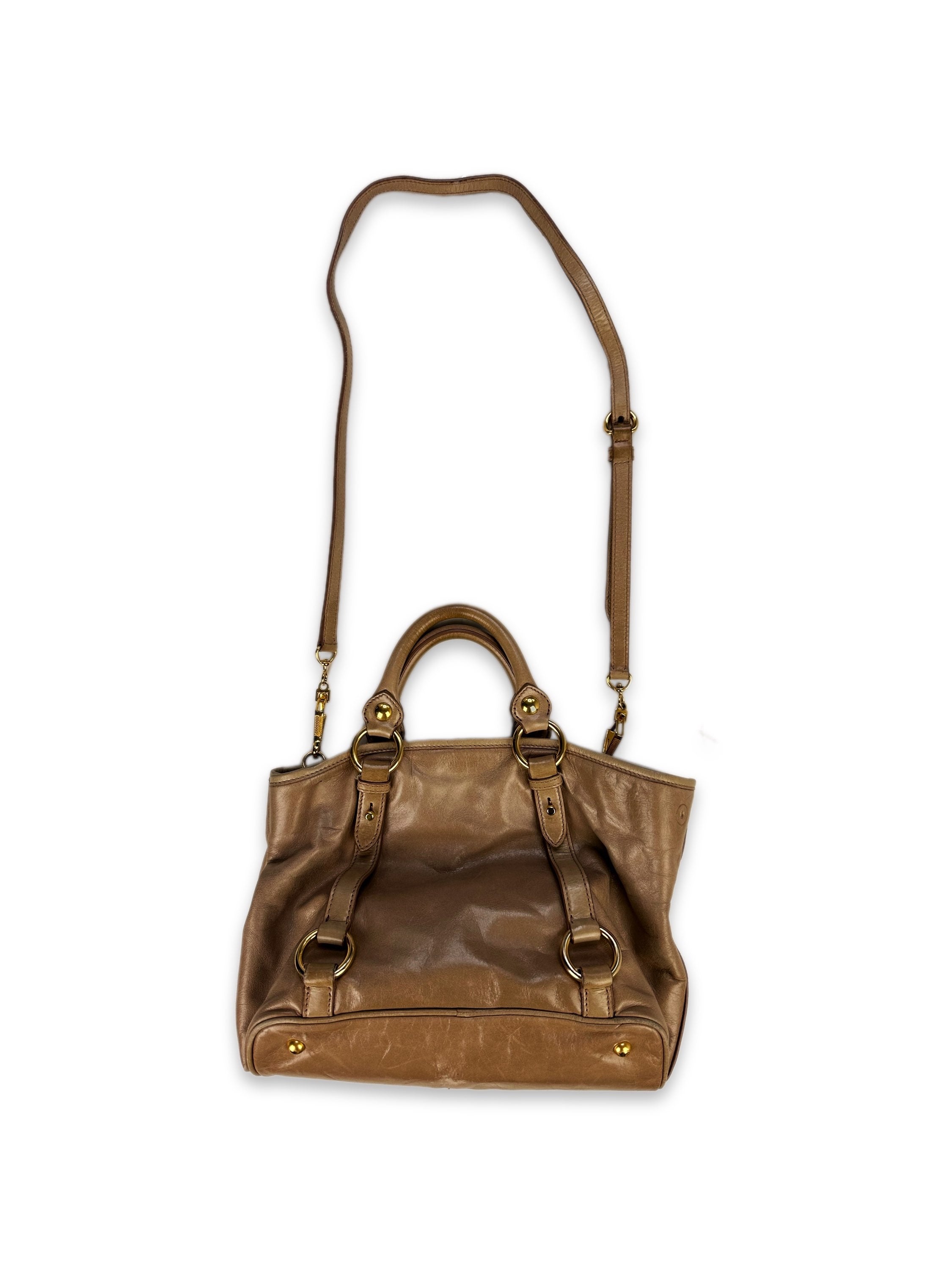 Miu Miu Brown Leather Removable Strap Hang Bag