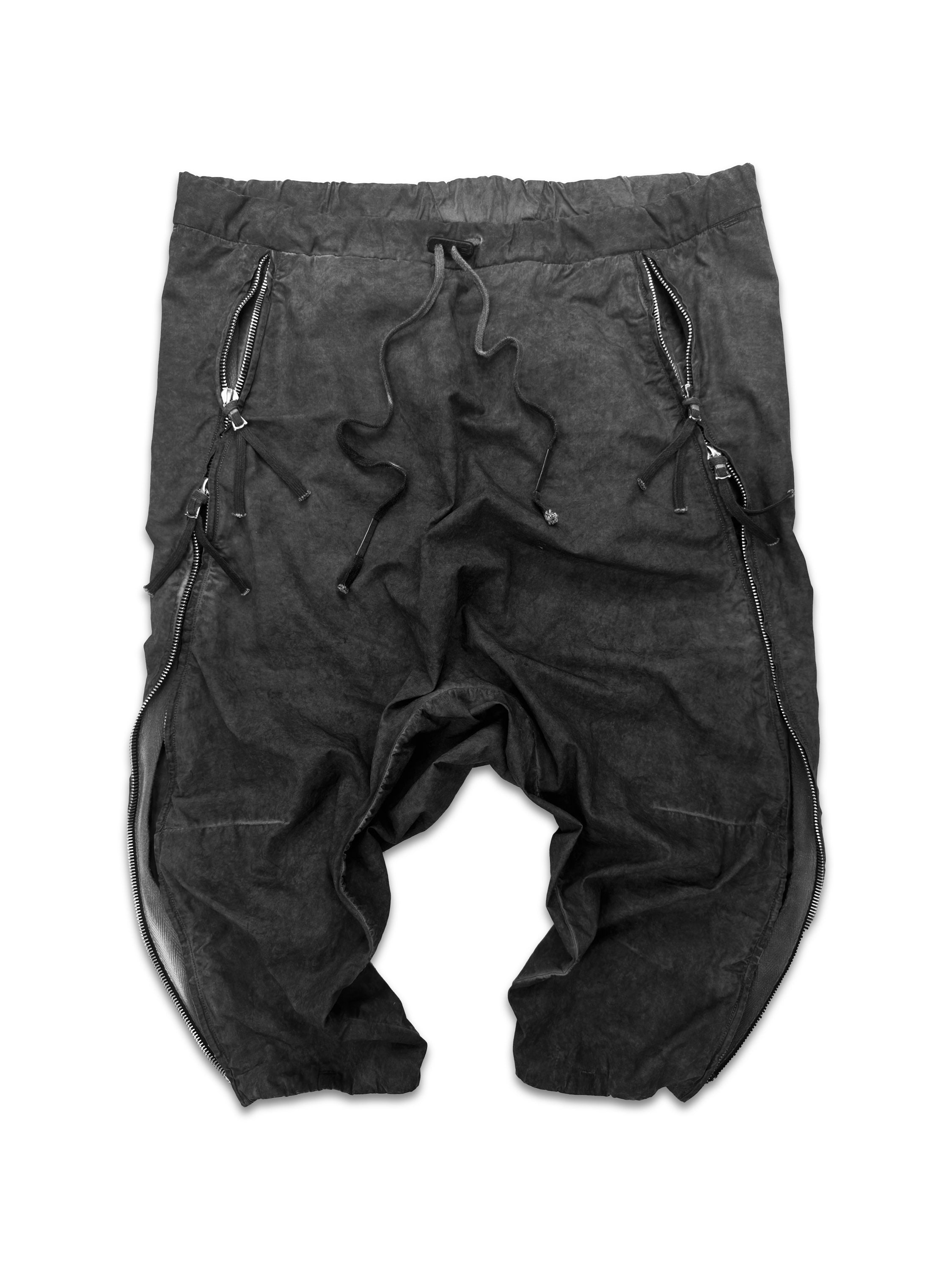 Boris Bidjan Saberi Drop Crotch Zipper Detail Stone Wash Shorts
