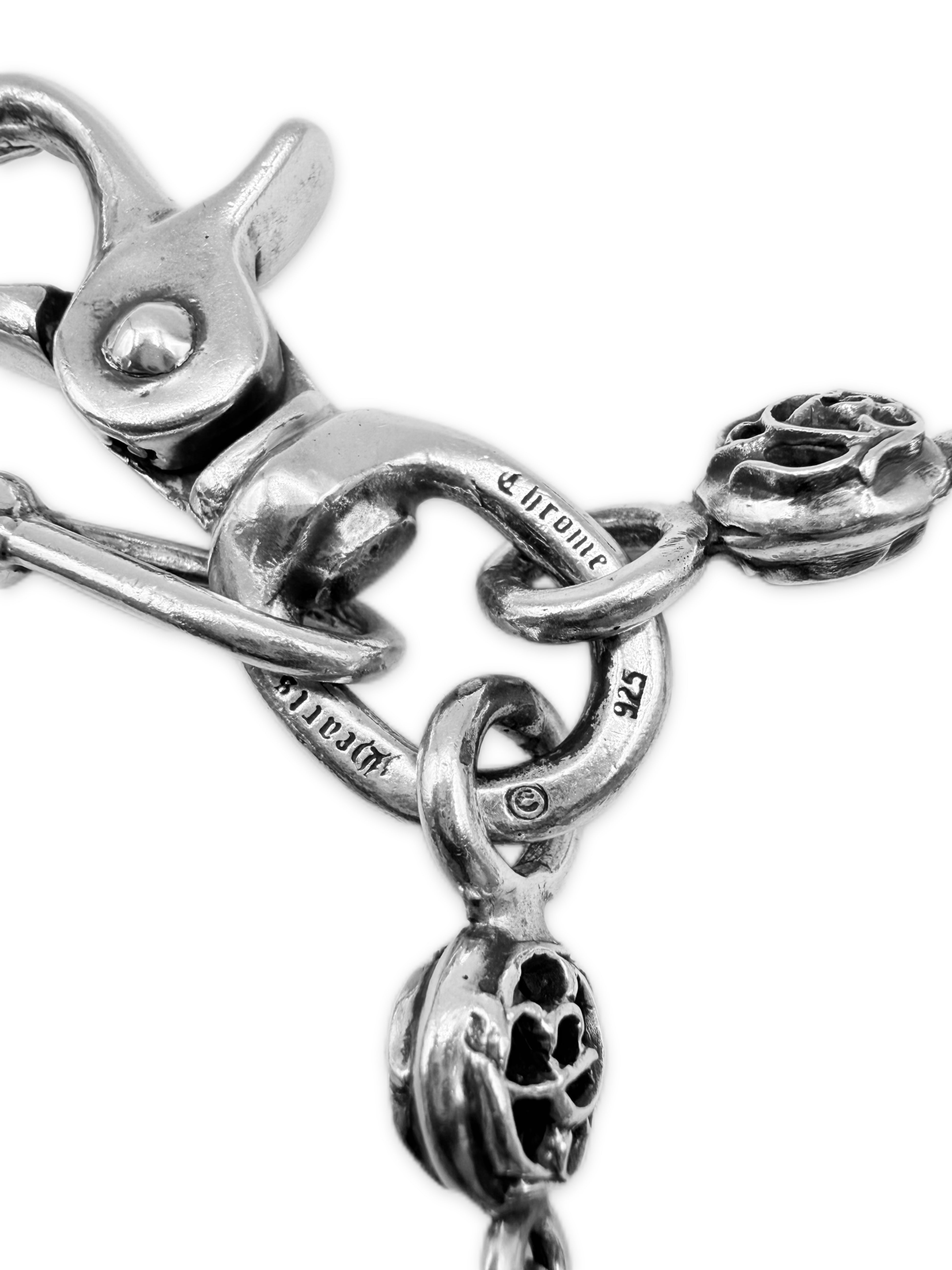 Chrome Hearts Double Floral Scroll Pendant Lobster Clasp Wallet Chain