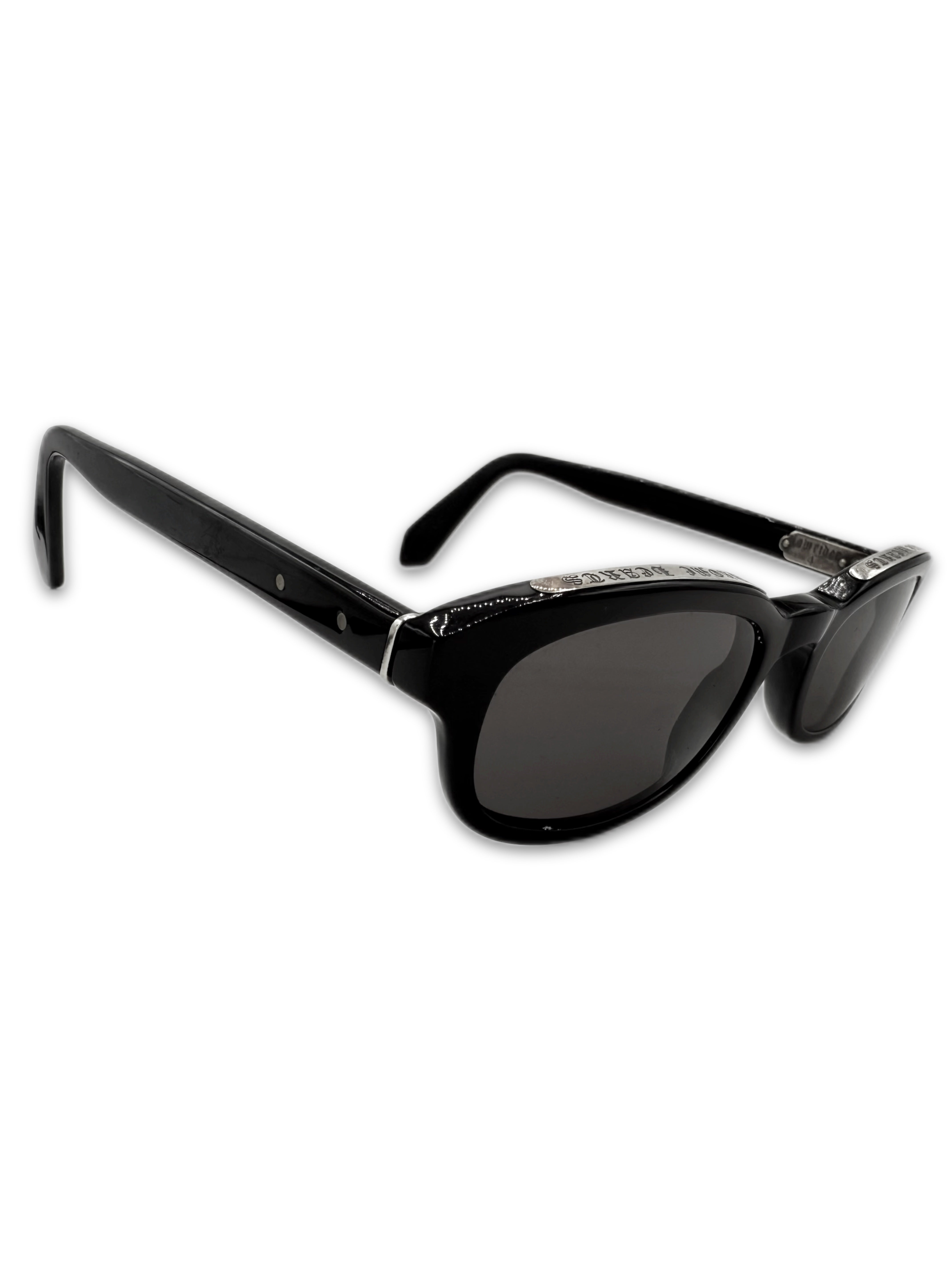 CHROME HEARTS 'LOWRIDER 4' BLACK .925 SILVER OVAL SUNGLASSES