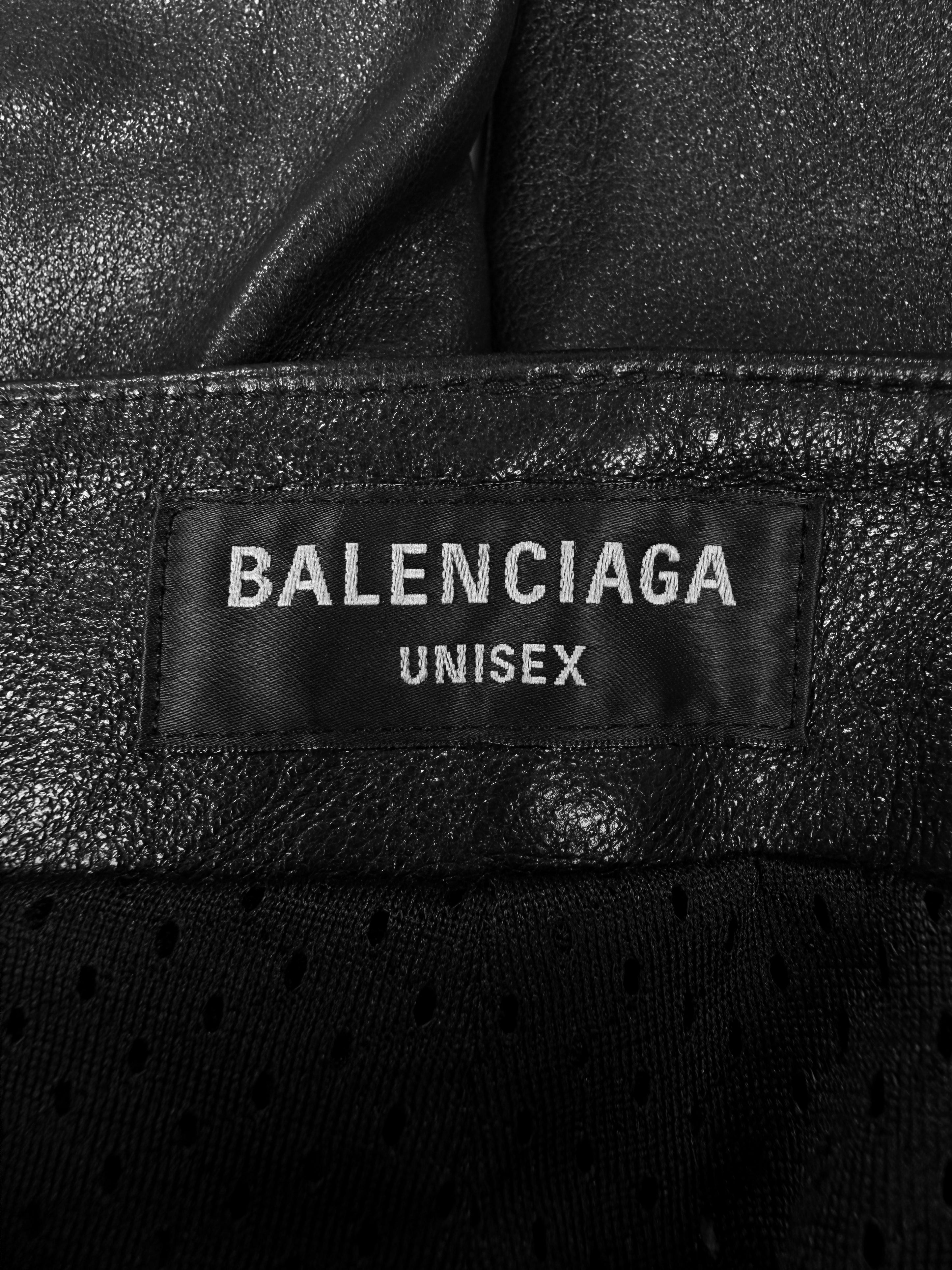 SS23 Balenciaga ‘Mud Show’ Black Leather Ribbed Moto Pants