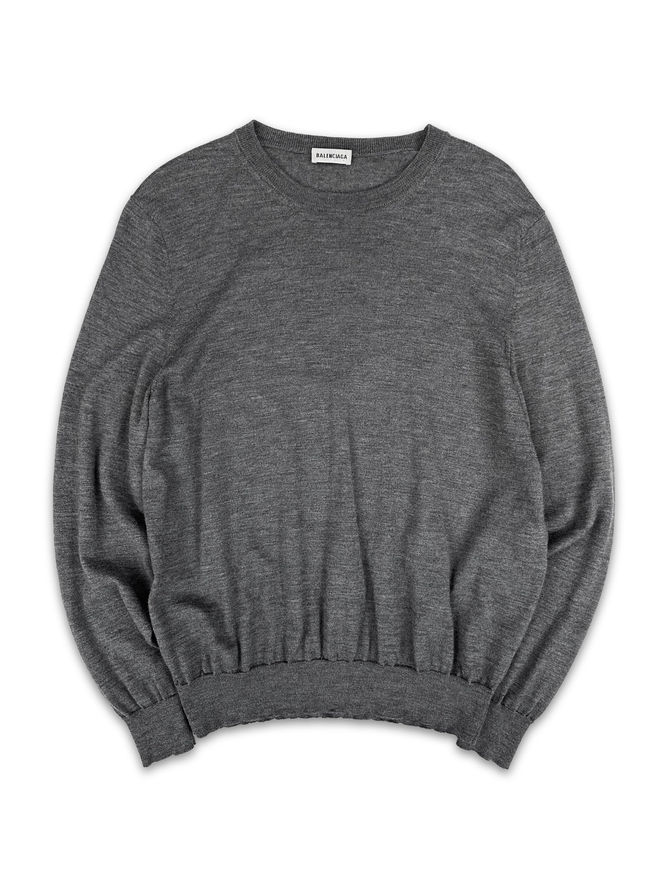 AW20 Balenciaga Knitted Back Logo Grey Sweater
