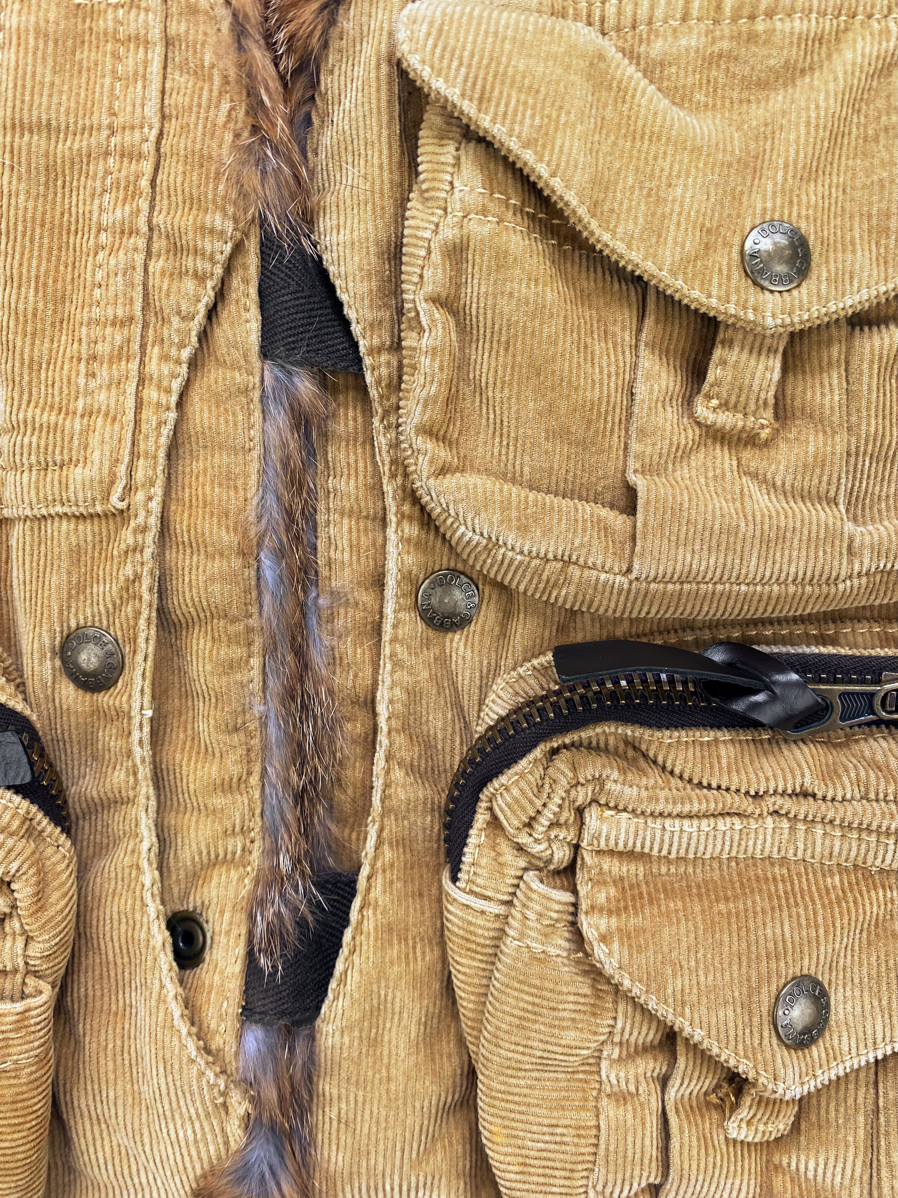 FW02 Dolce &amp; Gabbana Fox Fur Tactical Cargo Vest
