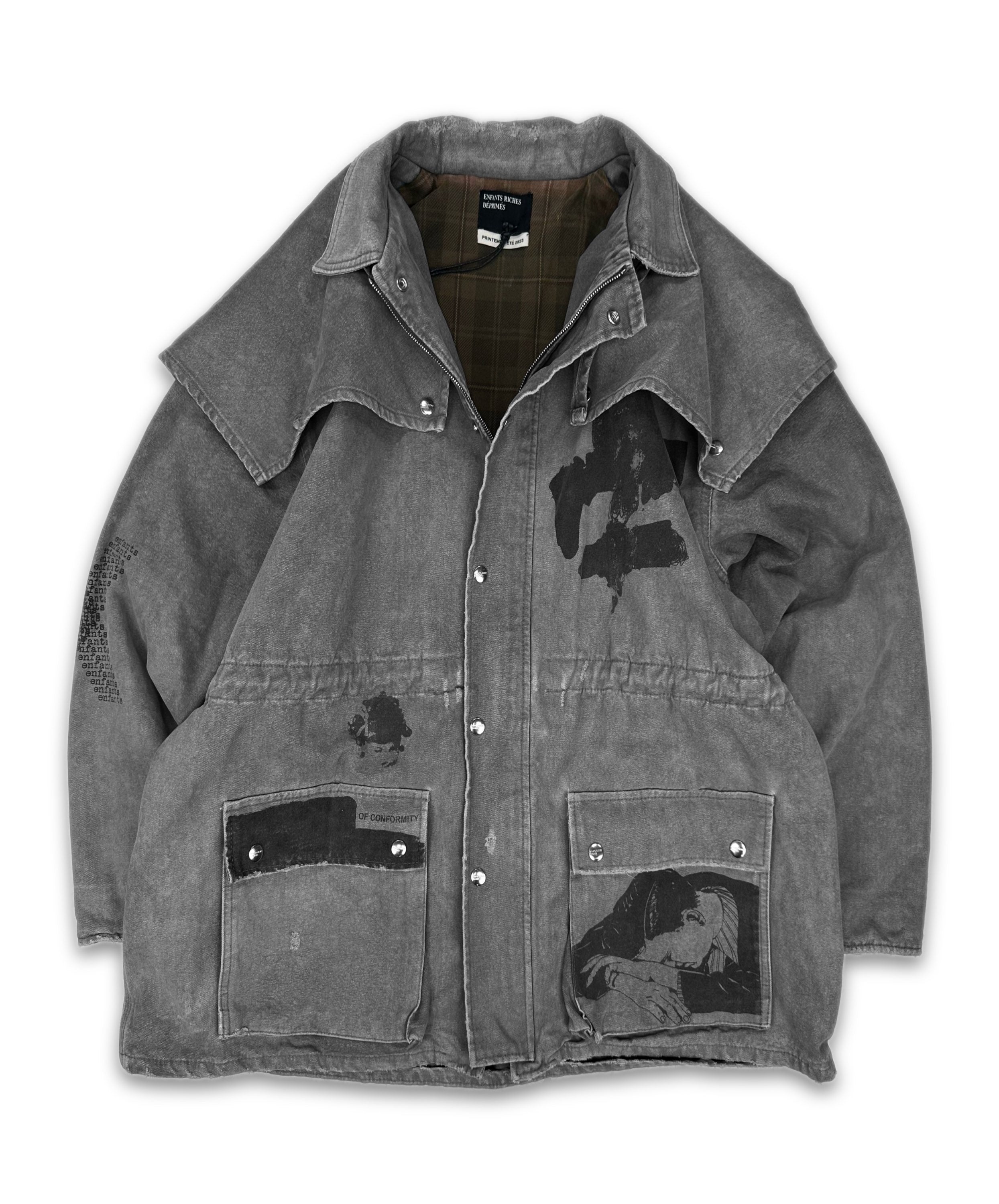 SS23 Enfants Riches Deprimes ‘Duster’ Grey Denim Graphic Jacket