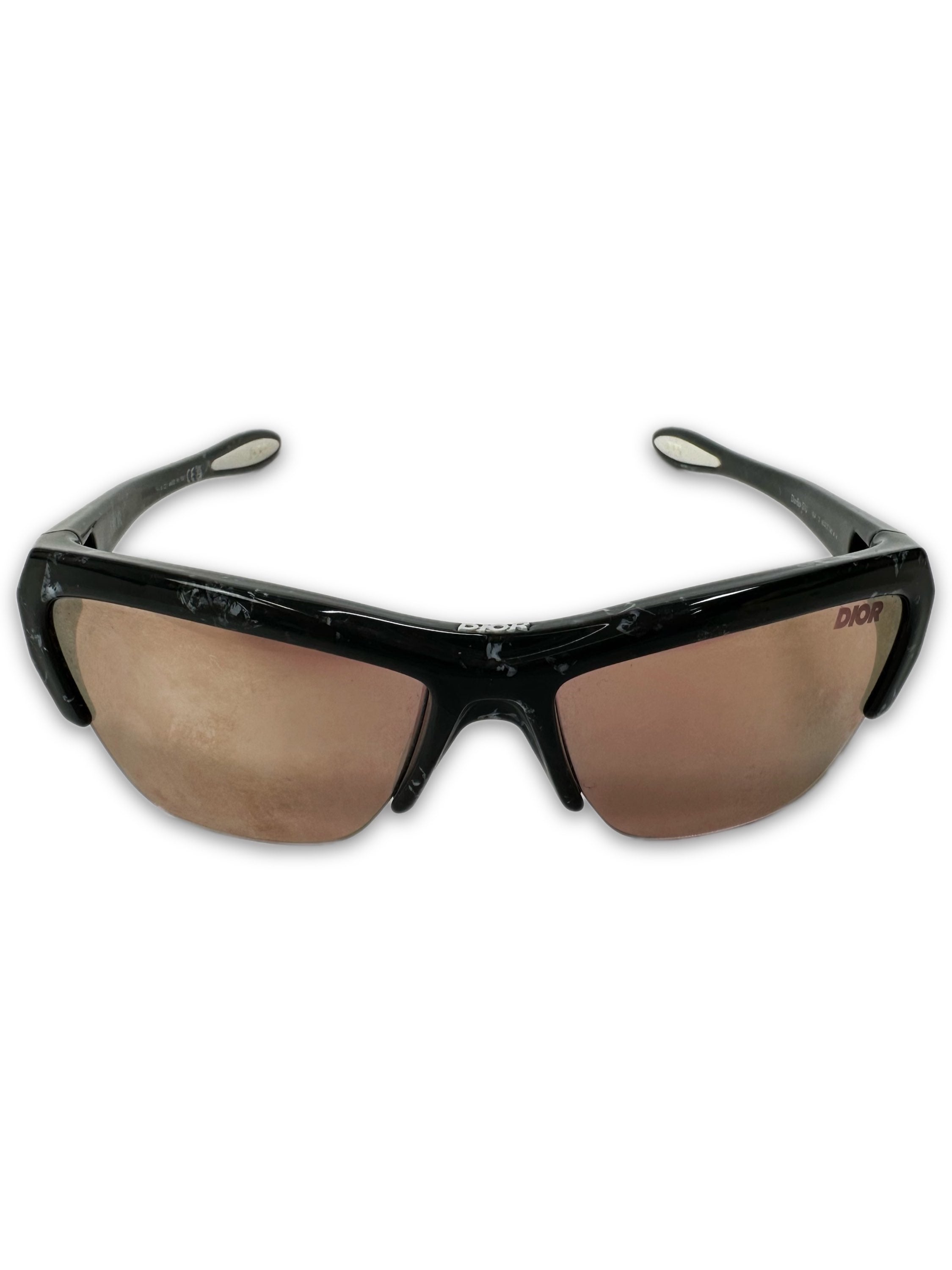 Dior Marble Frame Rimless Lens Red Tinted Sunglasses