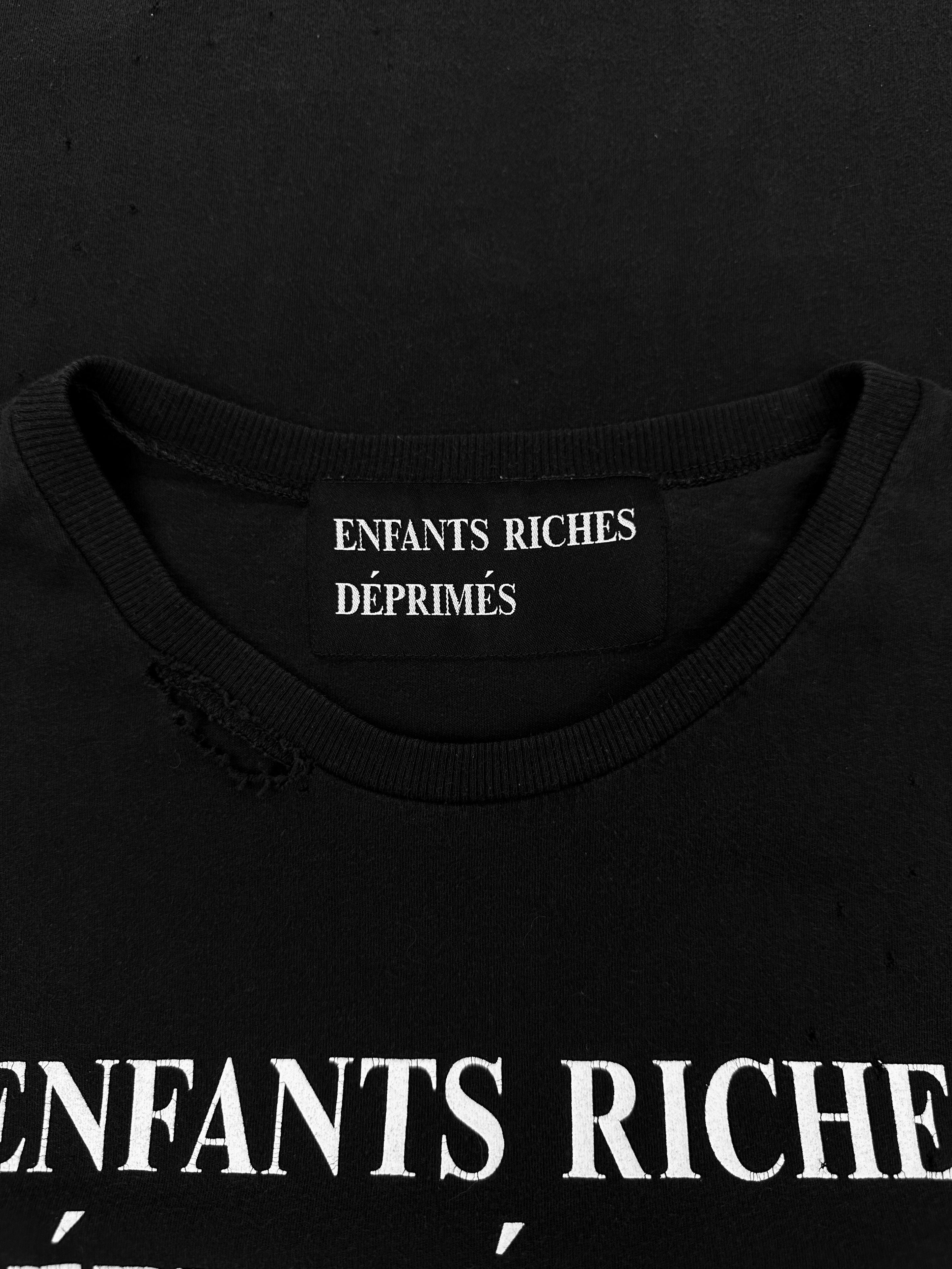 Enfants Riches Deprimes Black Distressed Logo T-Shirt