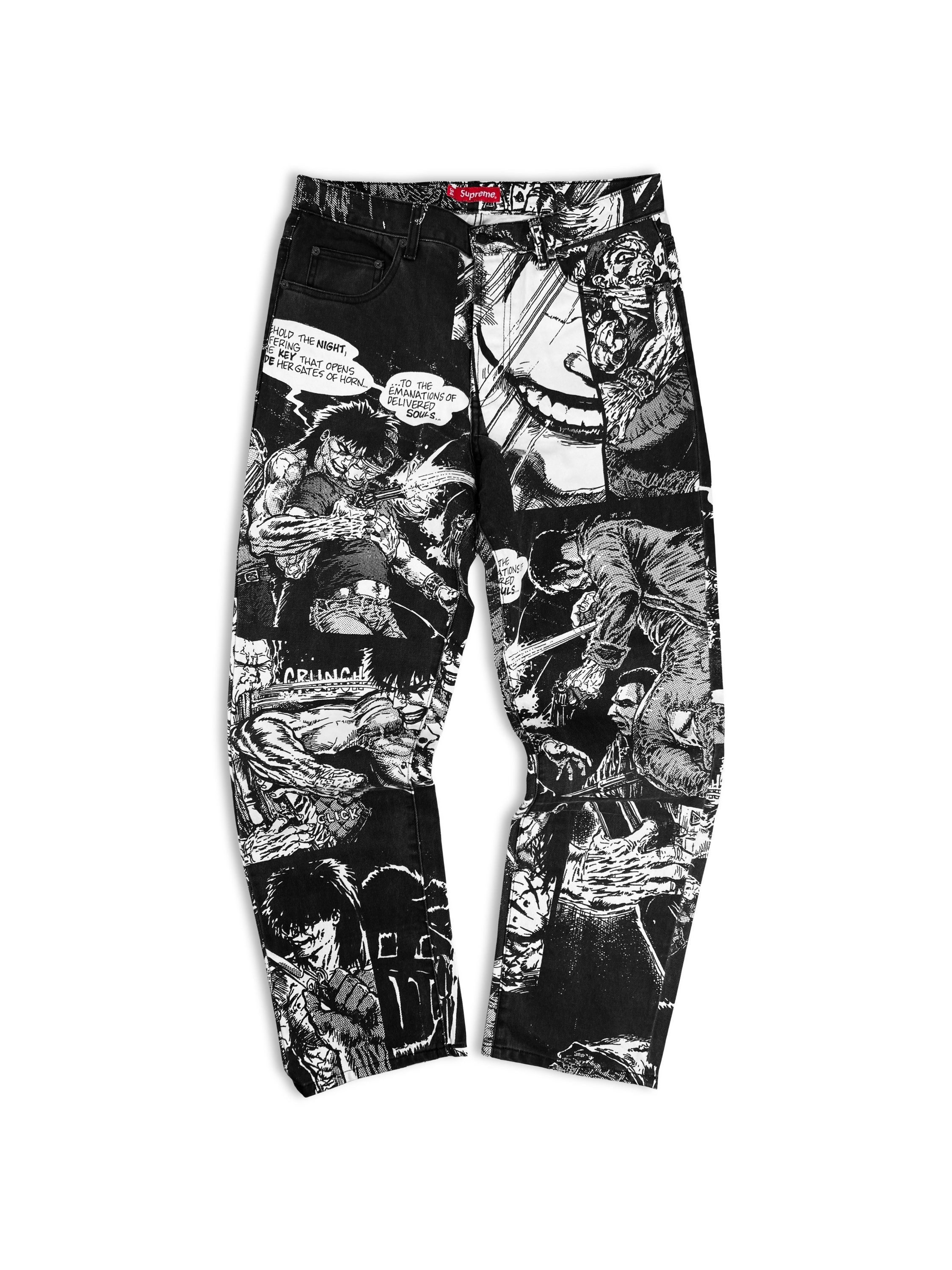AW21 Supreme ‘The Crow’ Comic White Full Print Denim Jeans