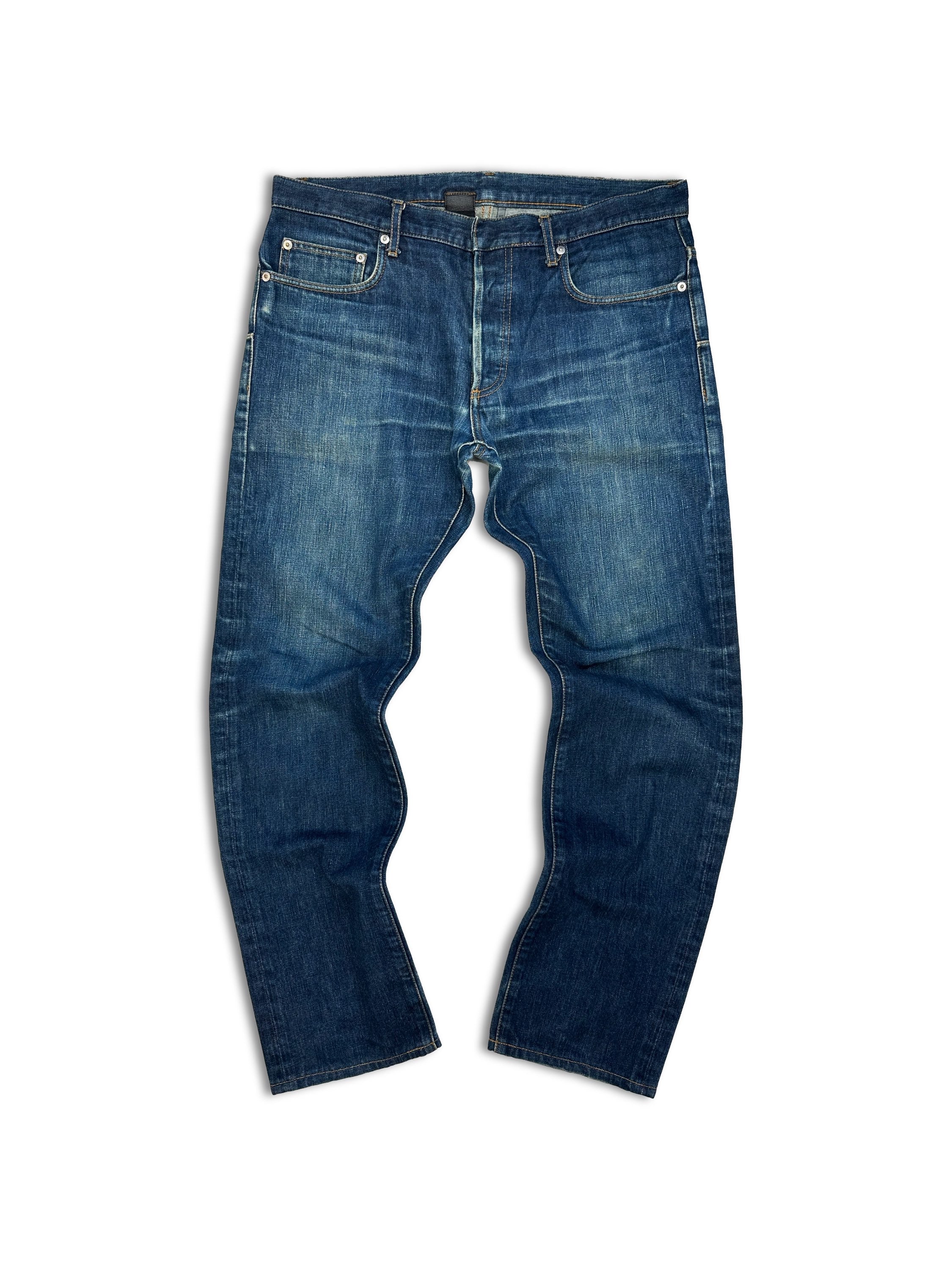 00s Dior by Hedi Slimane Dark Wash Blue Darted Jeans