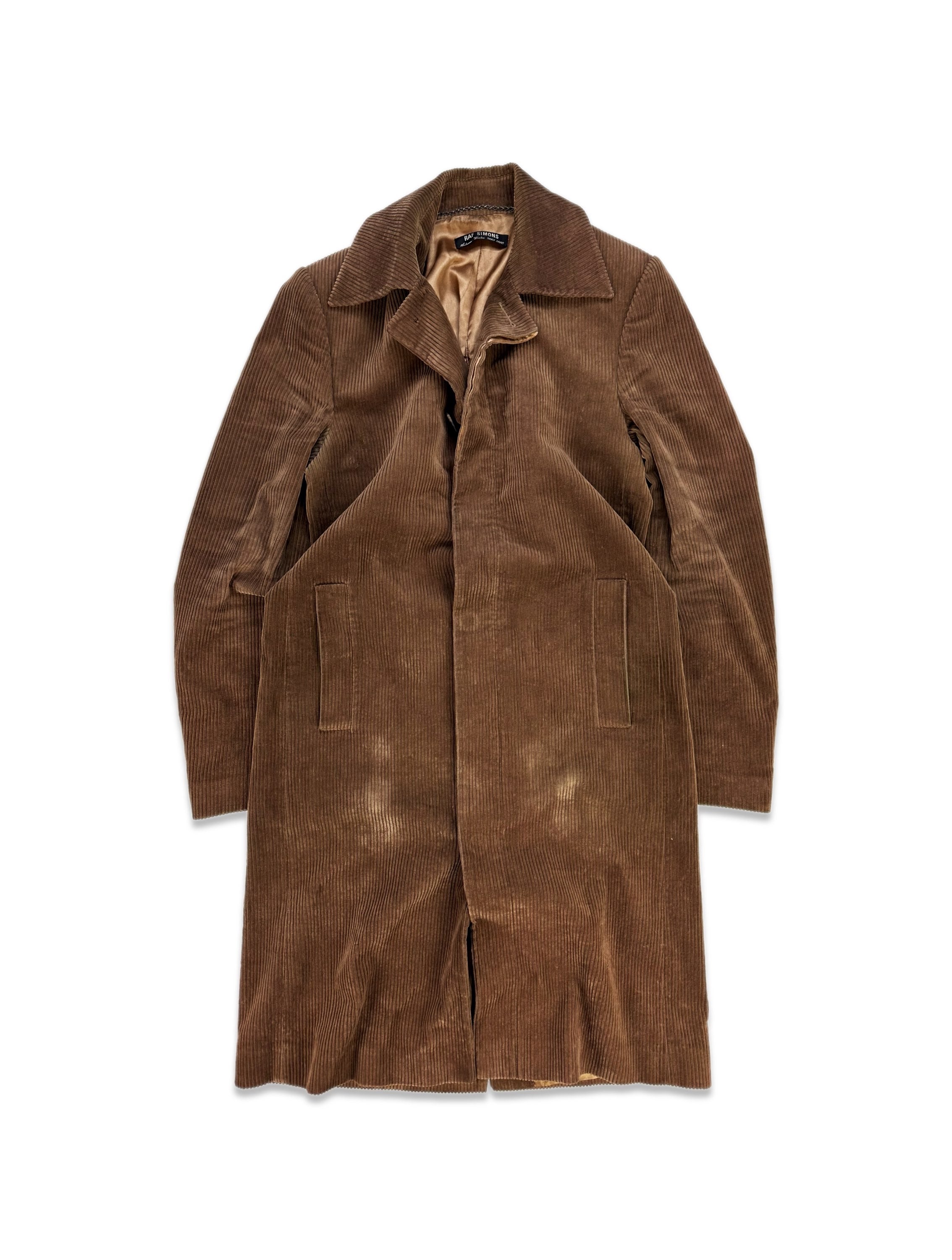 AW01 Raf Simons ‘Riot! Riot! Riot!’ Brown Corduroy Trench Coat