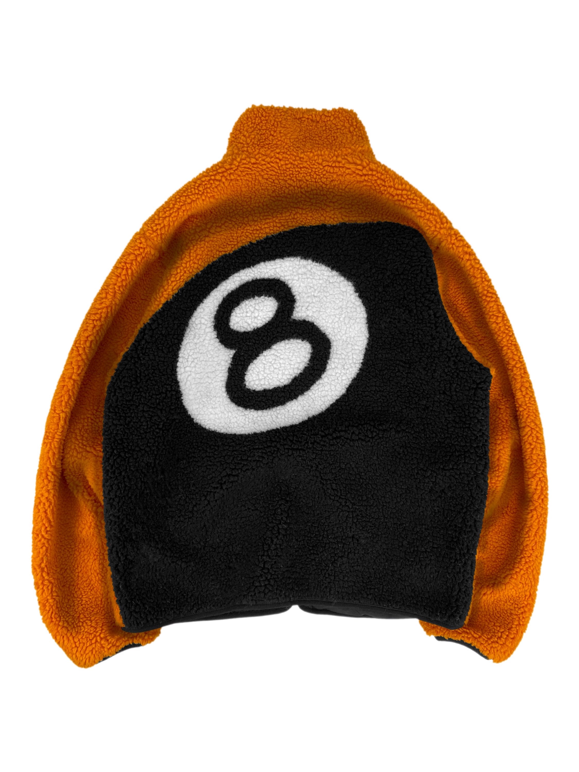 AW22 Stüssy ‘8 Ball’ Burnt Orange Reversible Sherpa Fleece Jacket