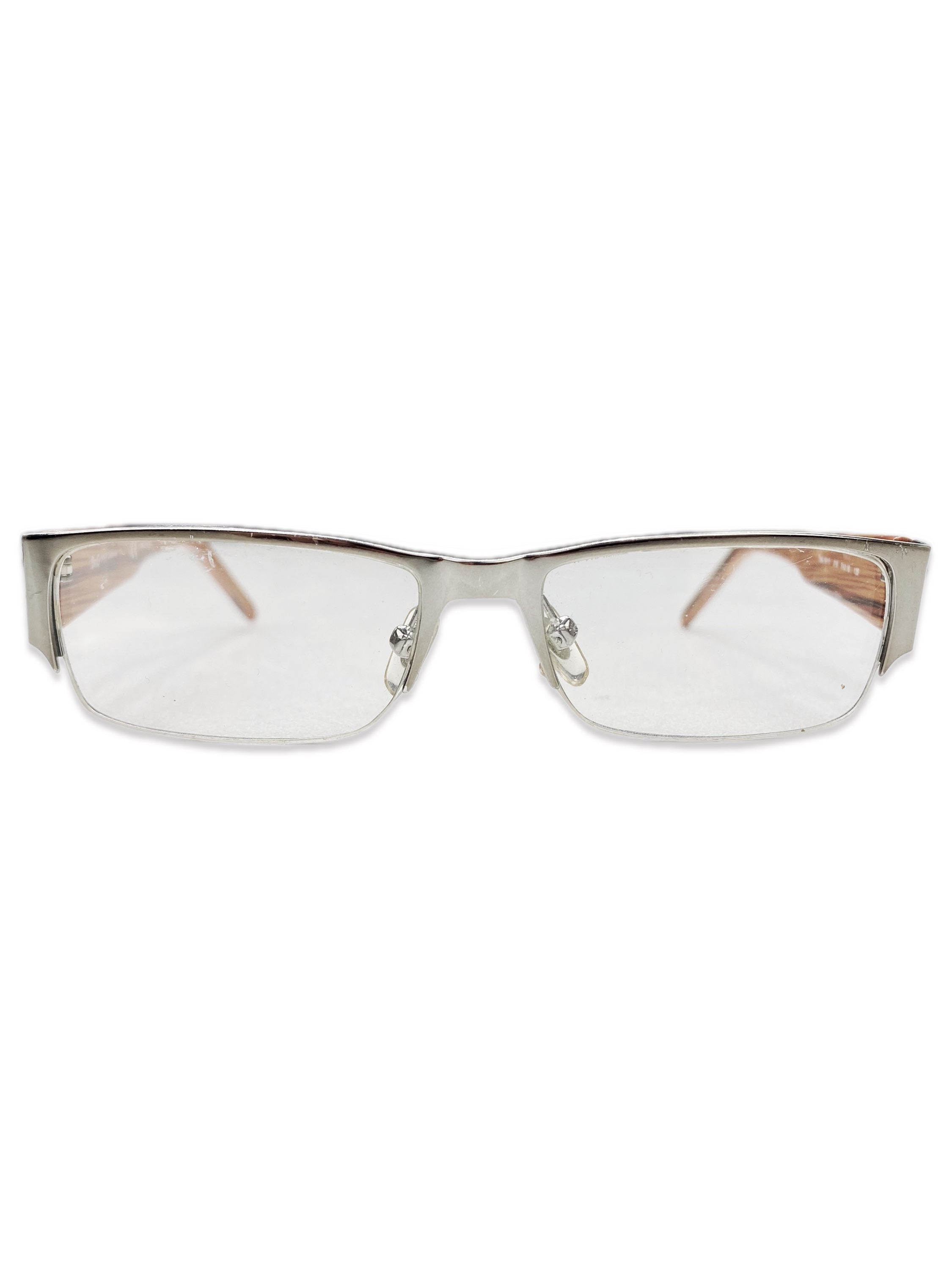 Dolce &amp; Gabbana Metallic Wooden Frame ‘D&amp;G’ Logo Glasses