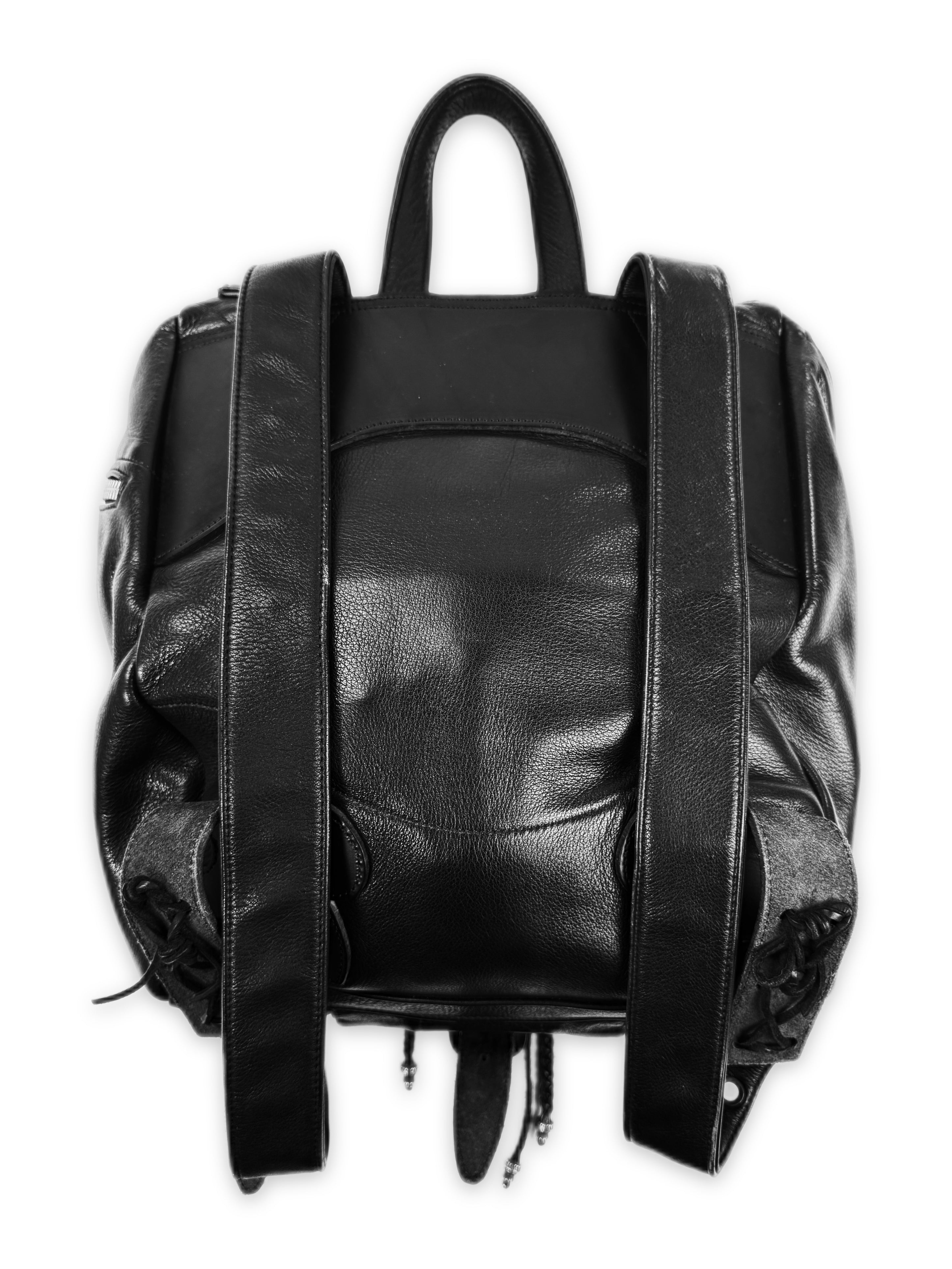 Chrome Hearts Triple Gunslinger Fleur Black Leather Braided Backpack