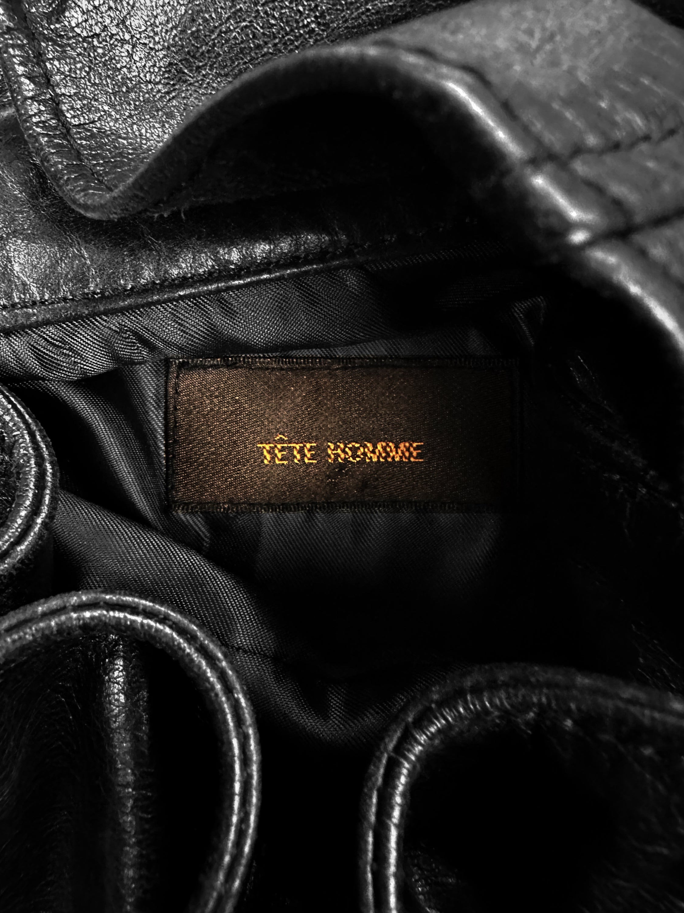 Tete Homme Black Dagger Collar Leather Jacket