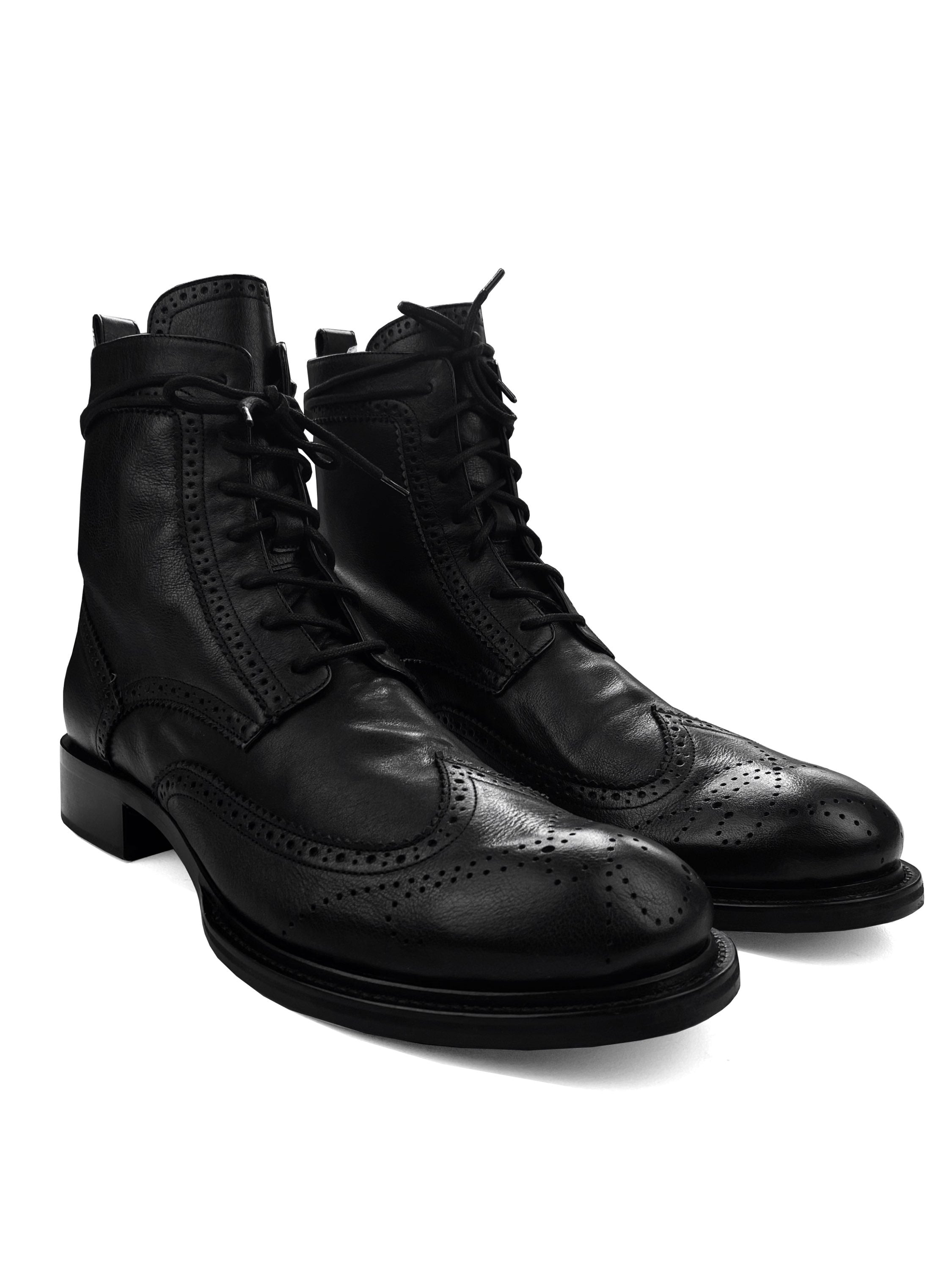 Ann Demeulemeester Calfskin Leather Black Brouge Boots