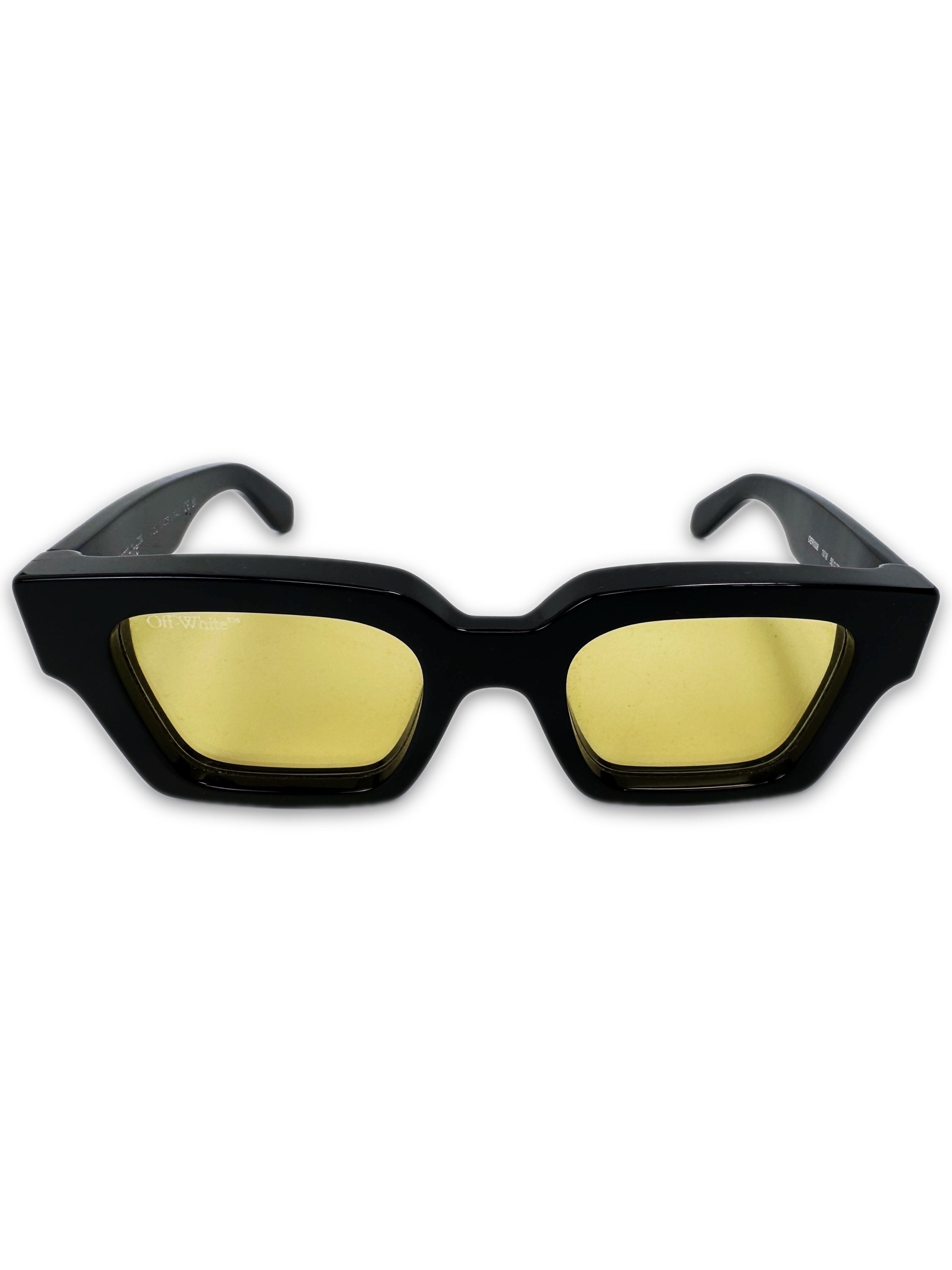 Off-White ‘Manchester’ Black Boxy Frame Green Tint Sunglasses