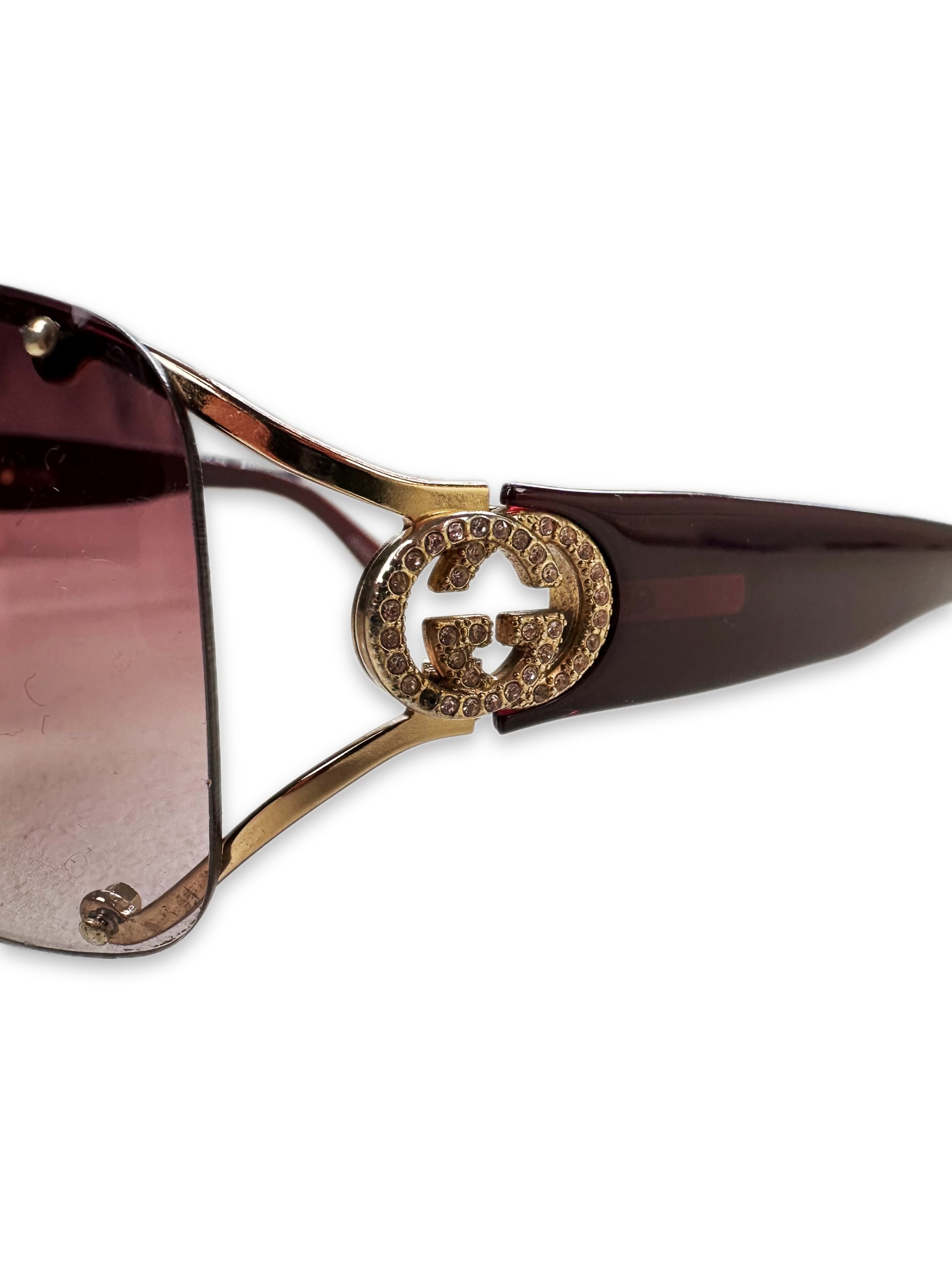 Gucci Rhinestone Pink Tint Rimless Sunglasses