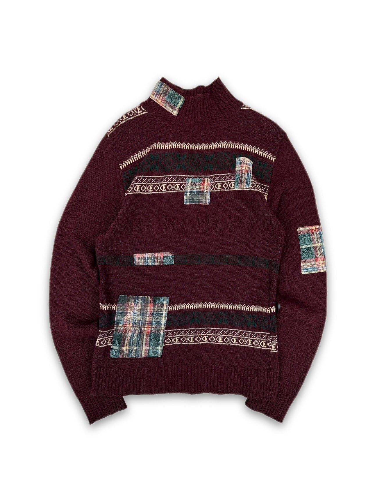 Raf by Raf Simons ‘Patchwork’ Striped Knitted Turtleneck Sweater