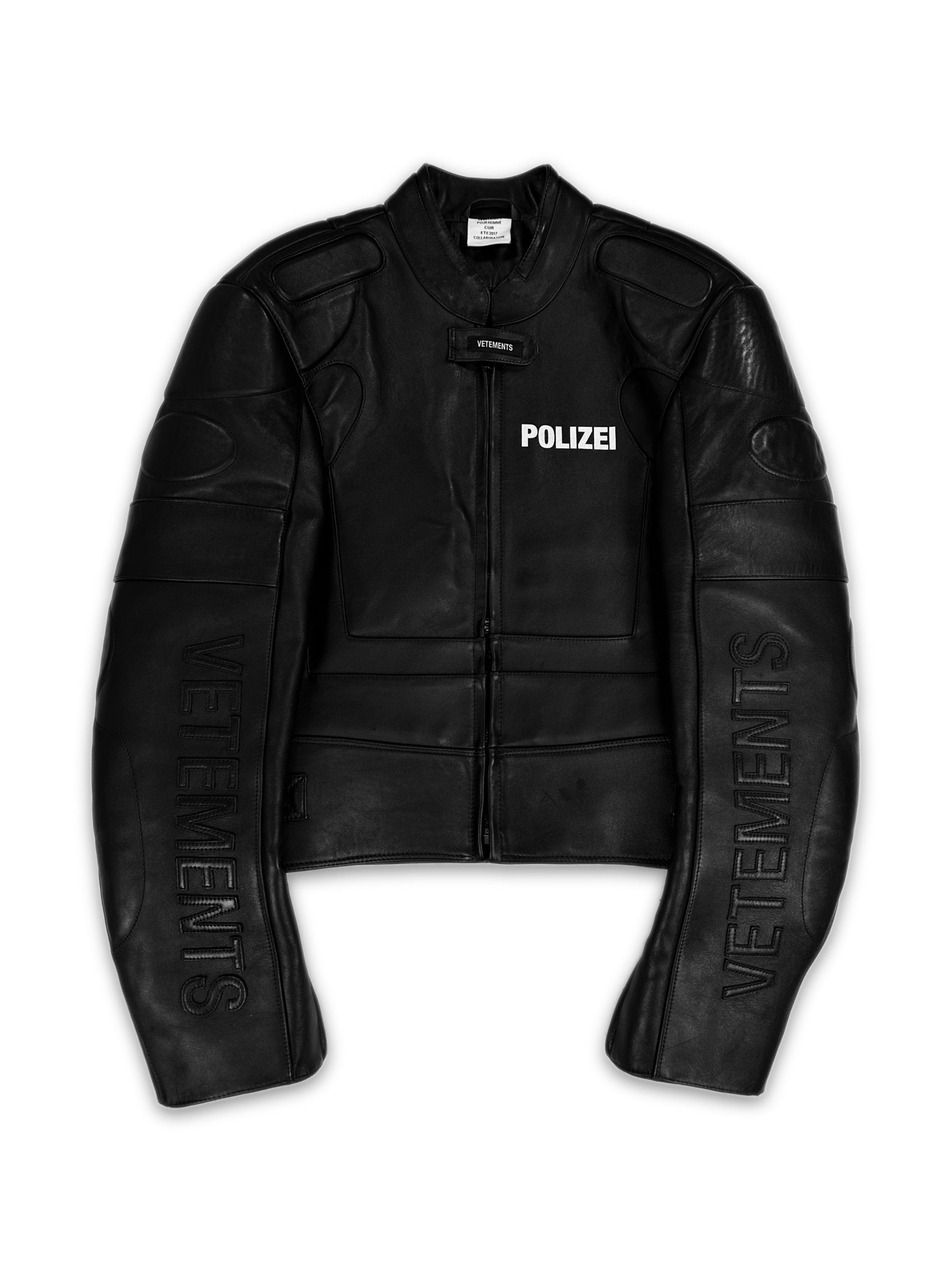 SS17 Vetements ‘Polizei’ Black Leather Moto Biker Jacket
