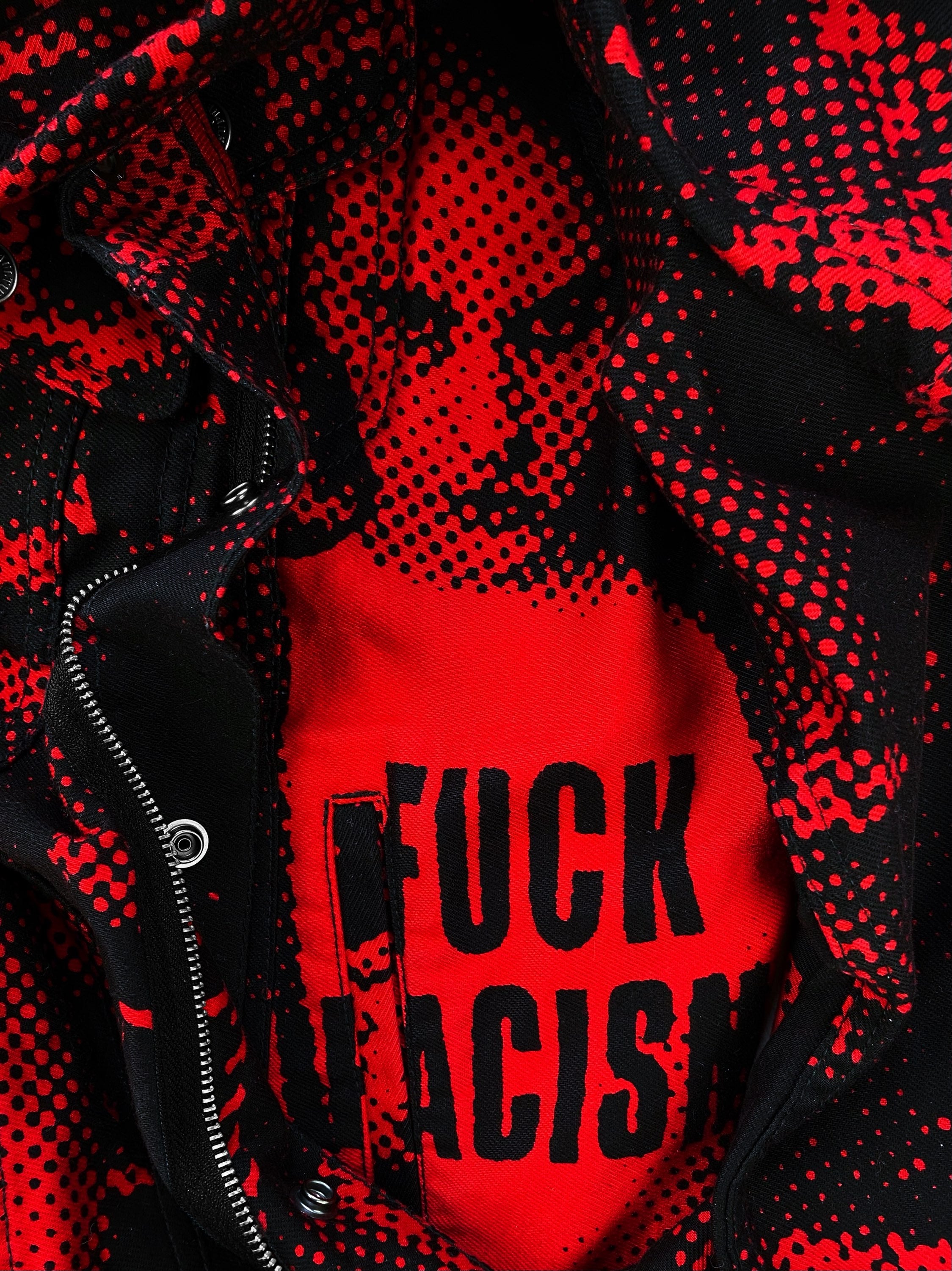 SS19 Supreme x Jean Paul Gaultier ‘Fuck Racism’ Pointillism Denim Jacket
