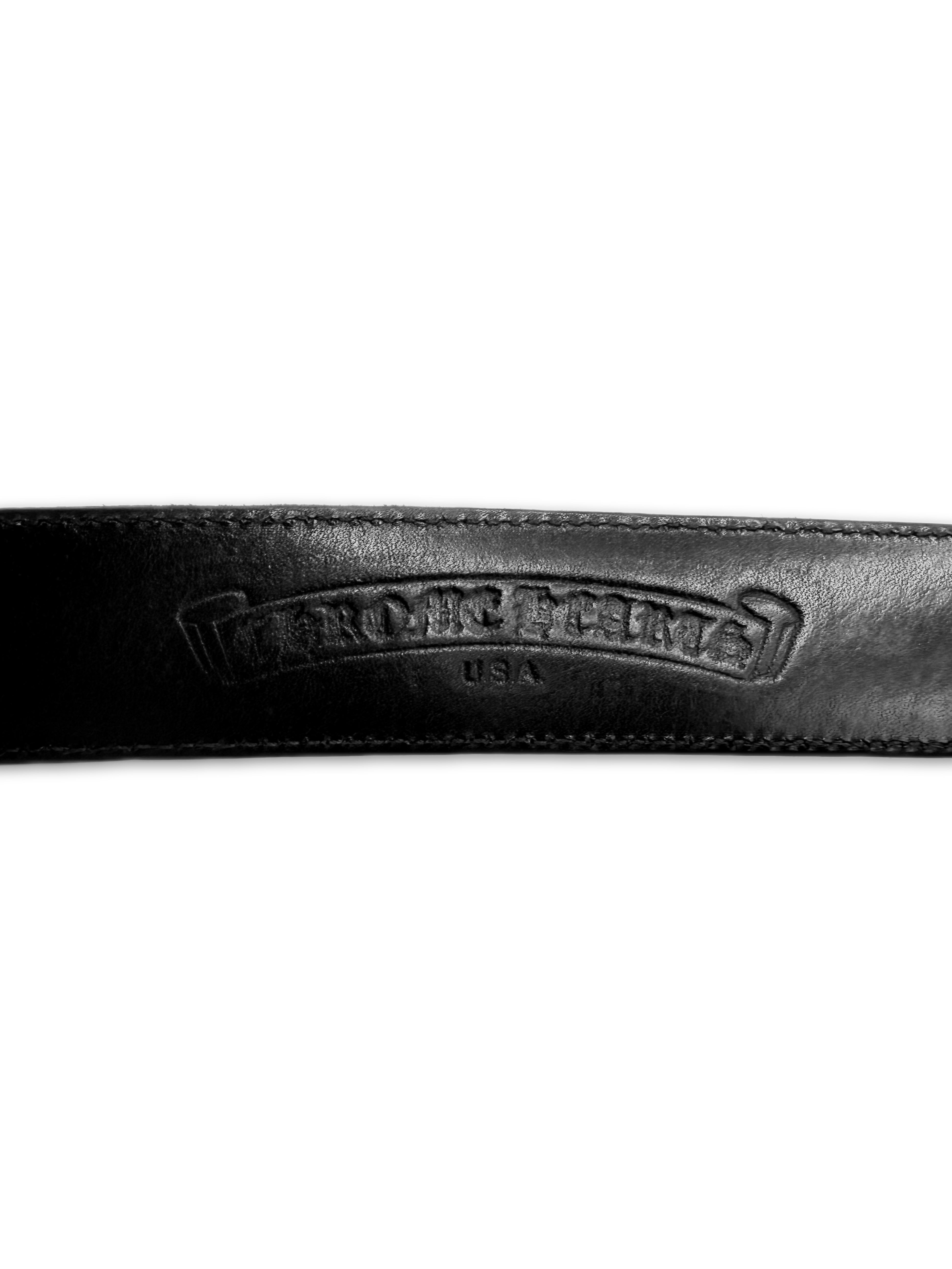 Chrome Hearts Double Roller .925 Silver Black Leather Belt
