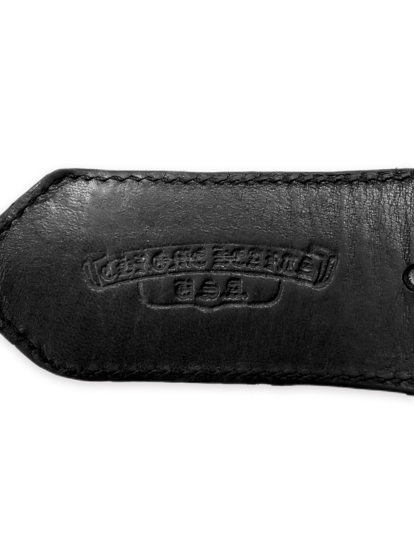 Chrome Hearts Pyramid Studded Lambskin Leather Black Roller Belt