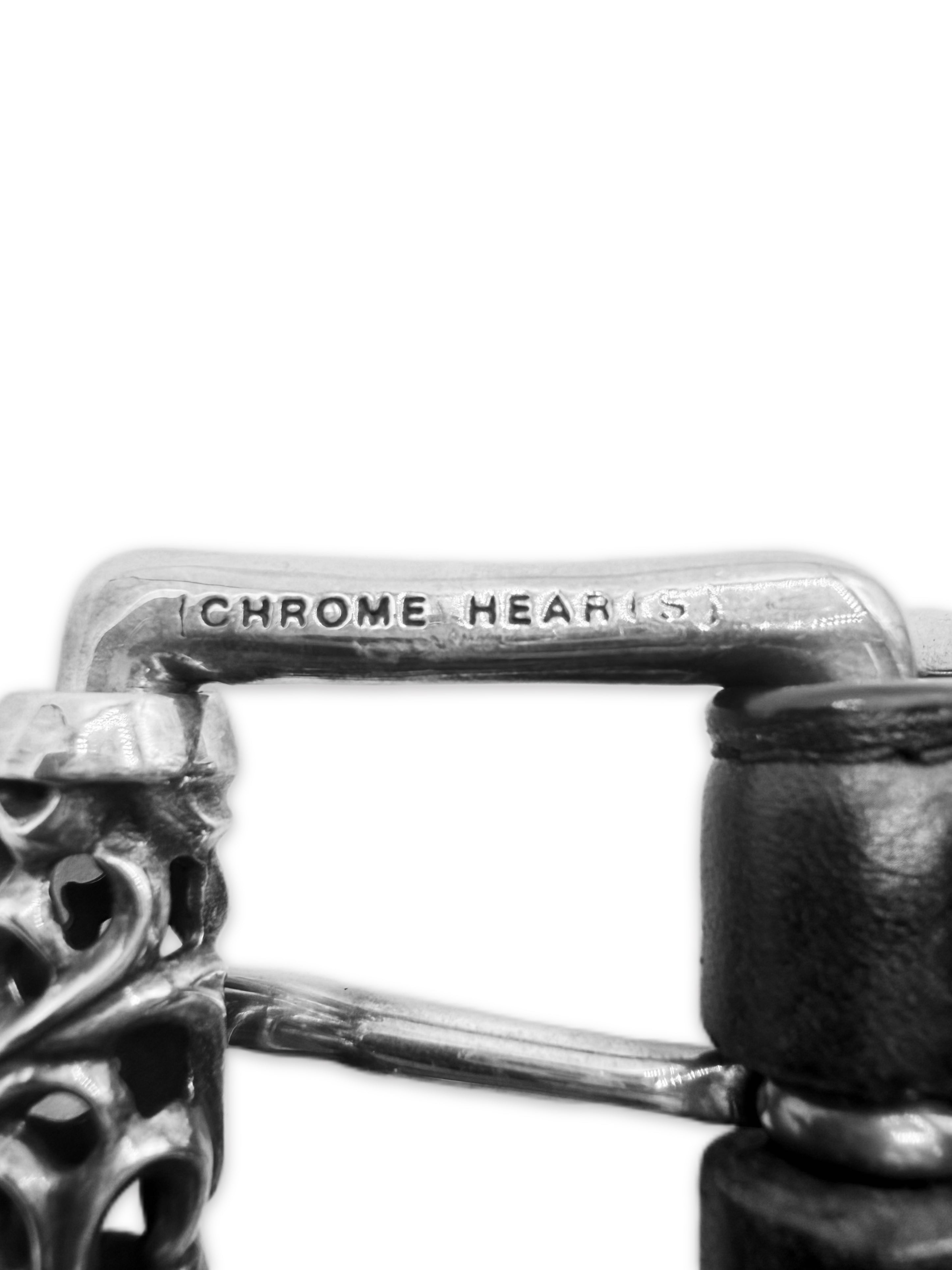 Chrome Hearts Double Roller .925 Silver Black Leather Belt