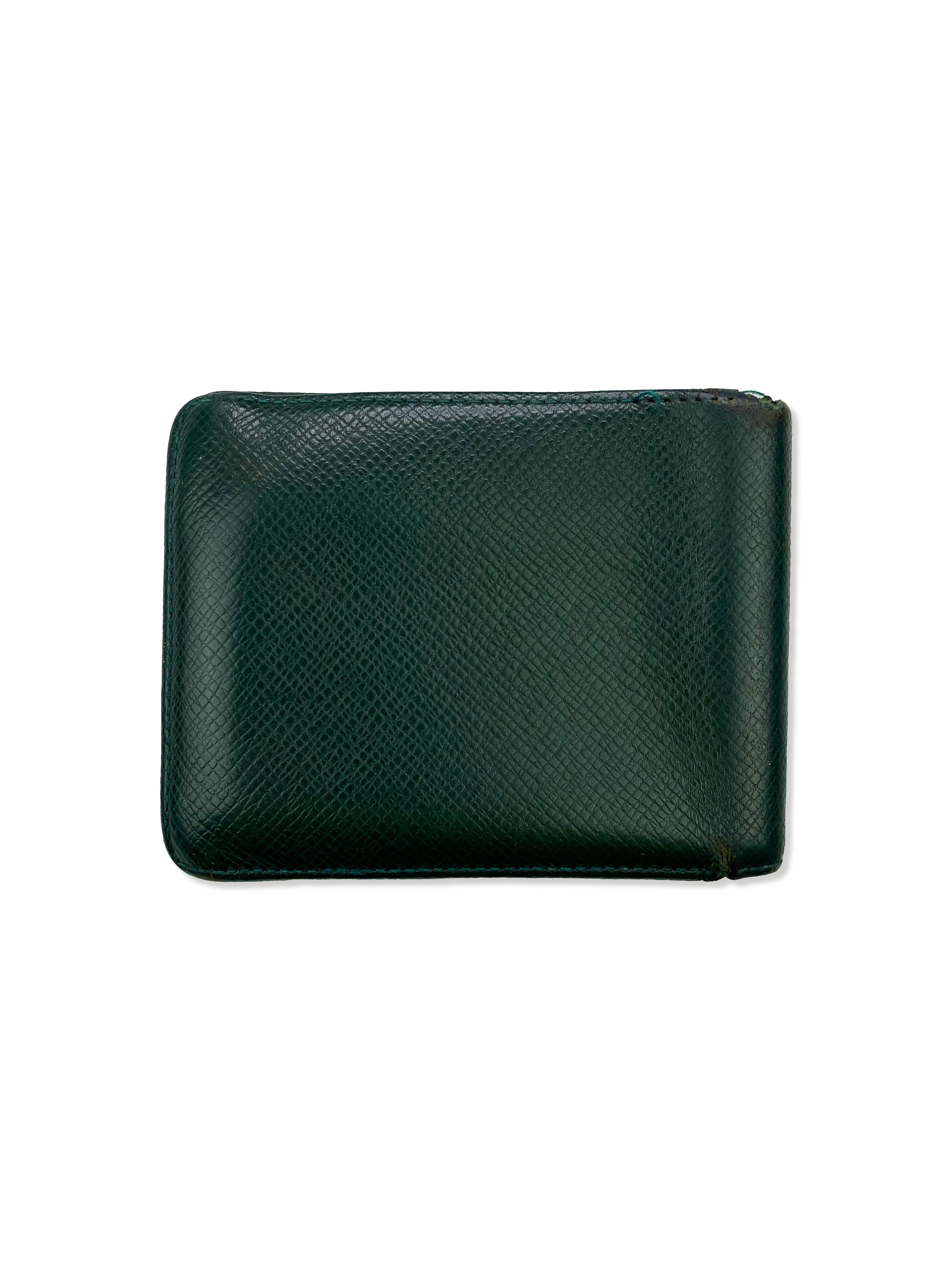 Louis Vuitton Forest Green Embossed Bifold Wallet