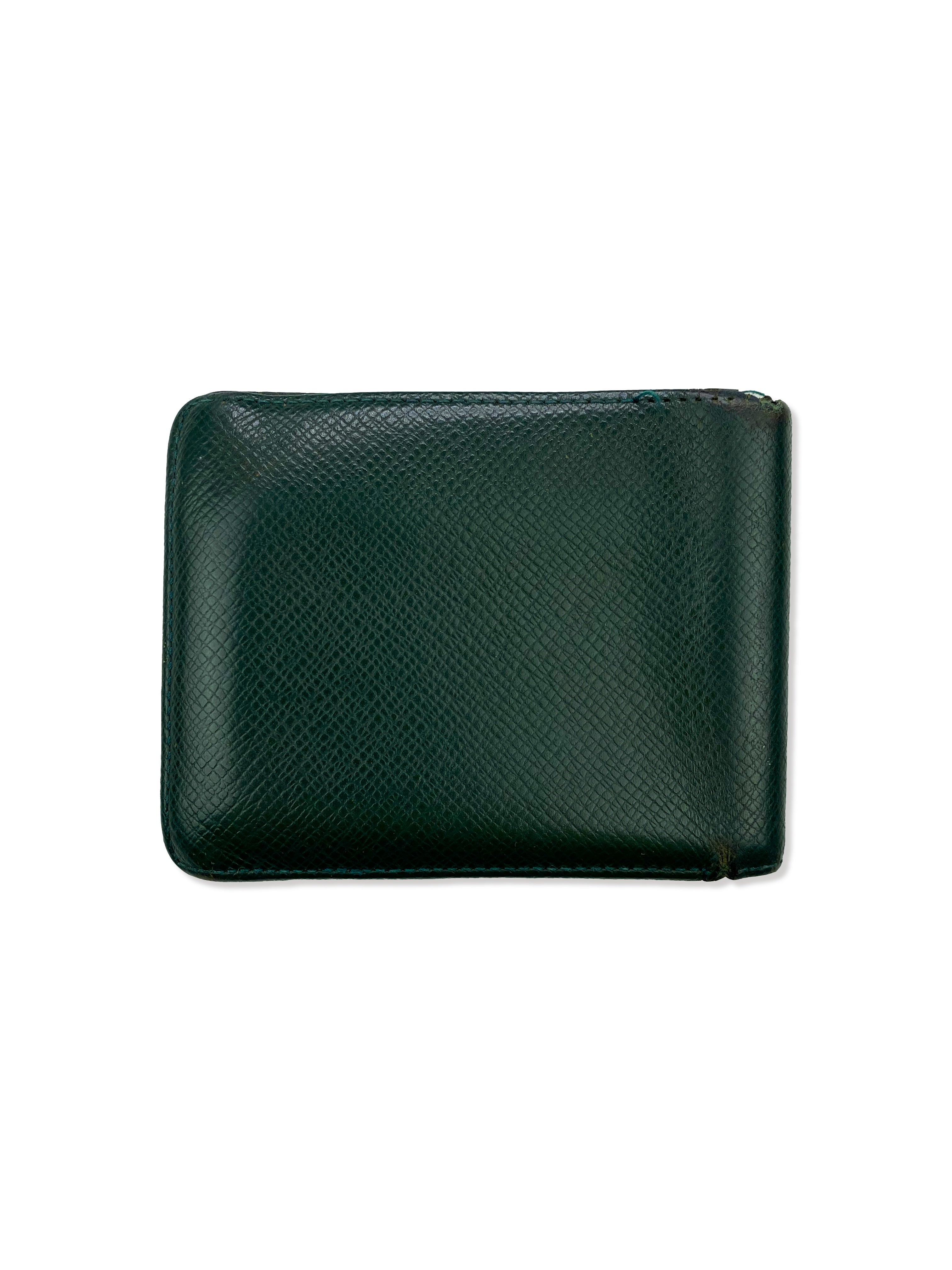 Louis Vuitton Forest Green Embossed Bifold Wallet