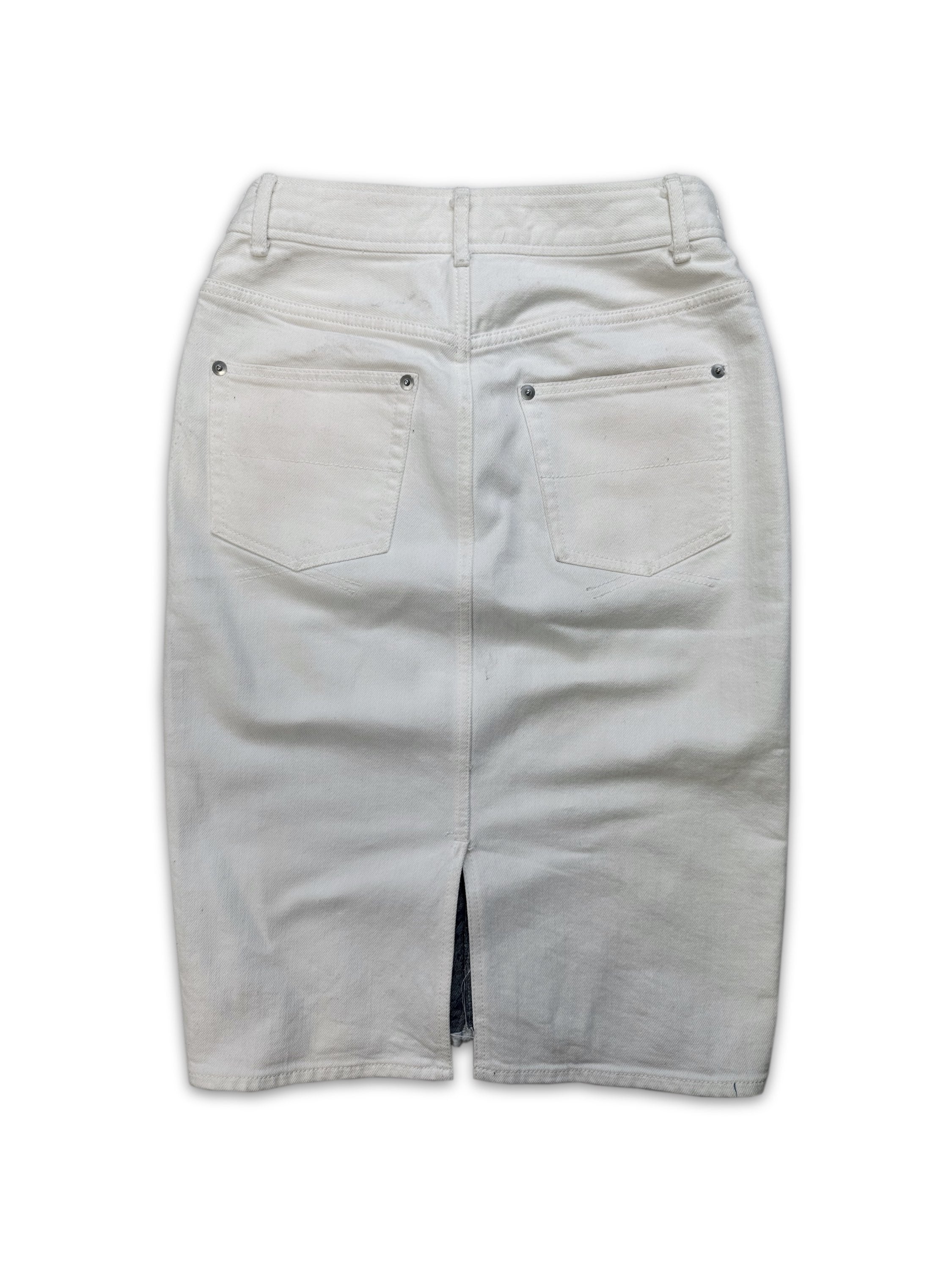 00s Mihara Yasuhiro ‘Mummy’ Distressed White Denim Skirt