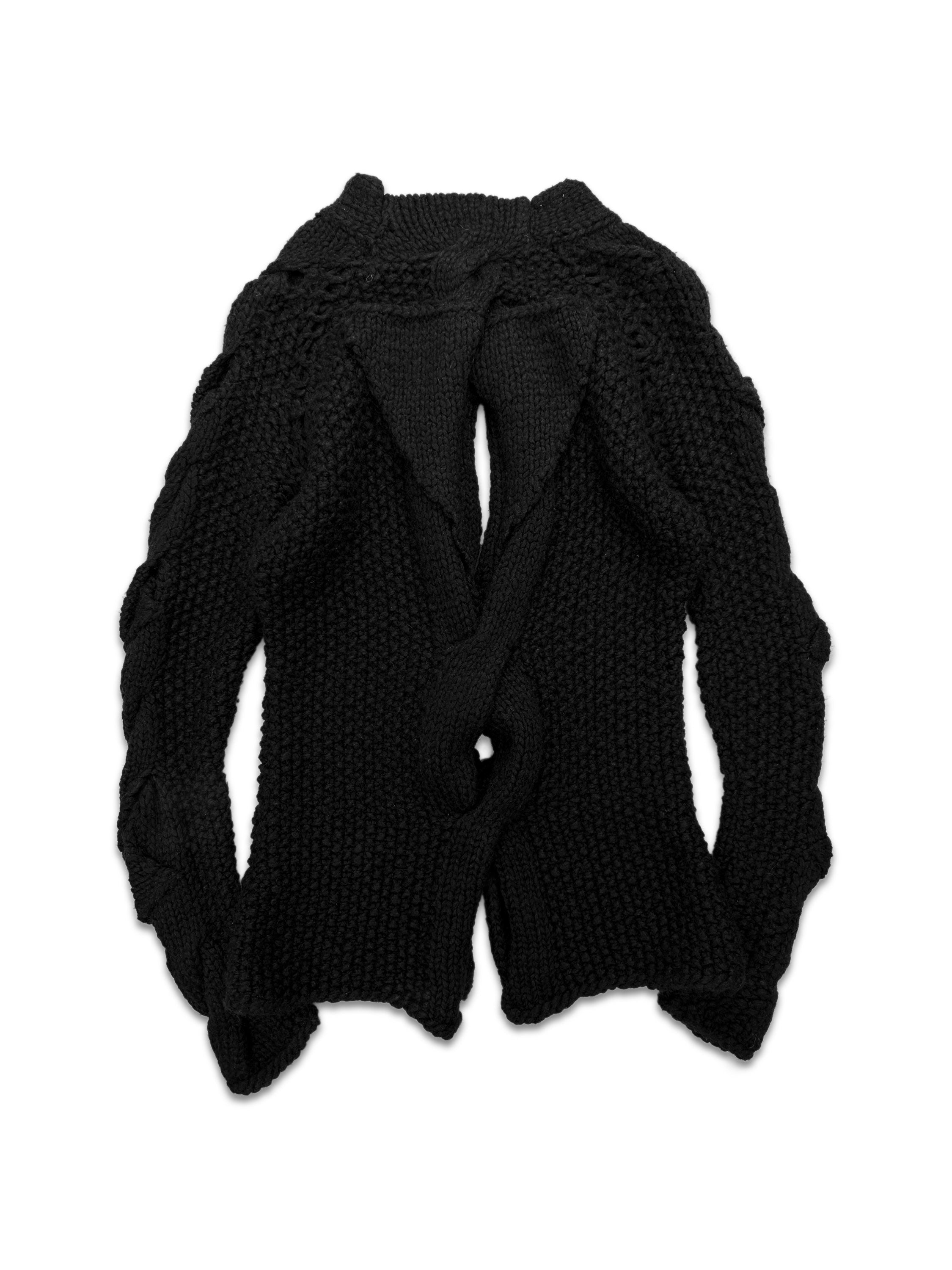 SS02 Helmut Lang ‘Braided’ Cashmere Black Cut Out Knitted Sweater