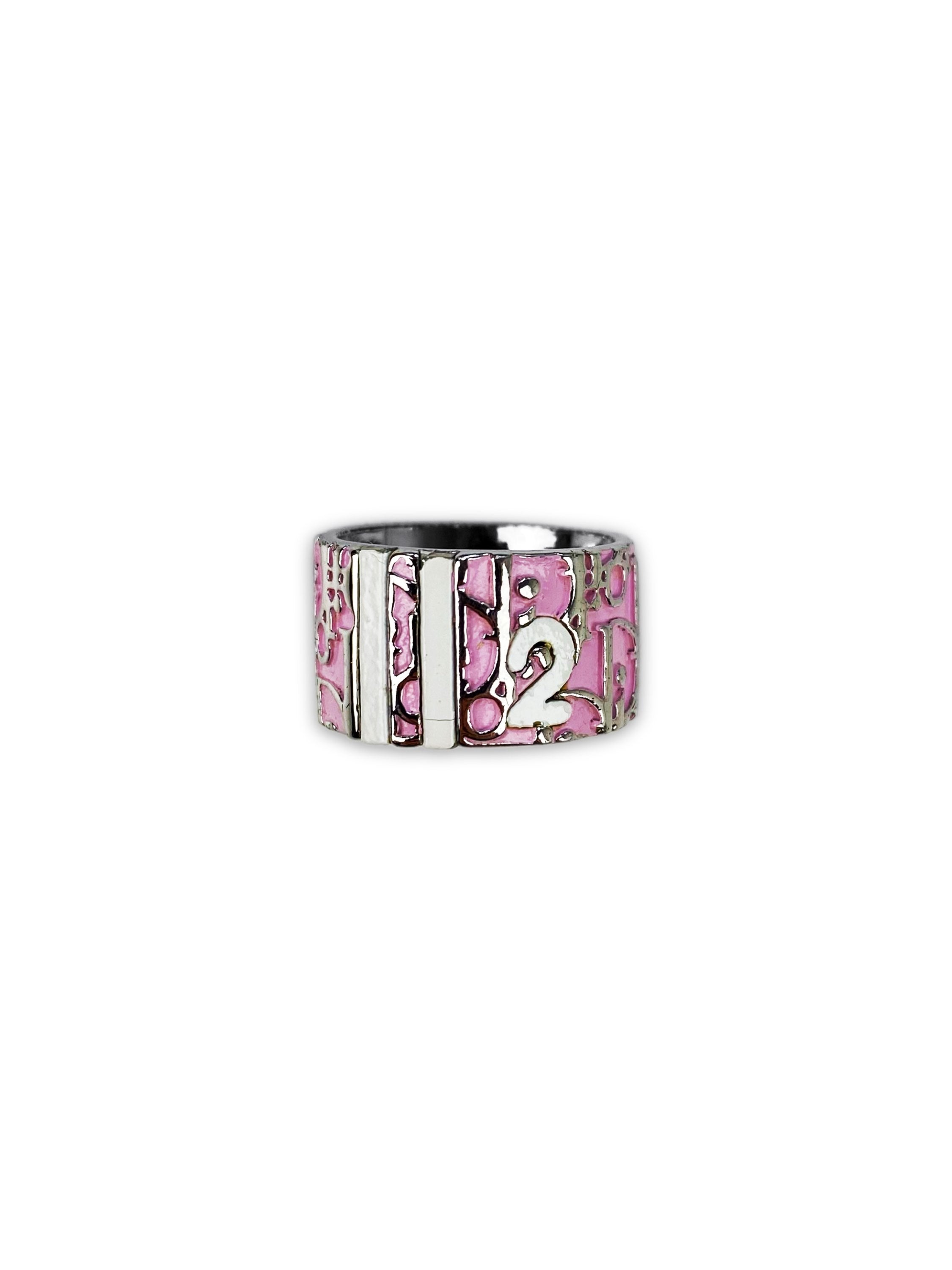 00s Dior ‘2’ Hot Pink Trotter Monogram Ring