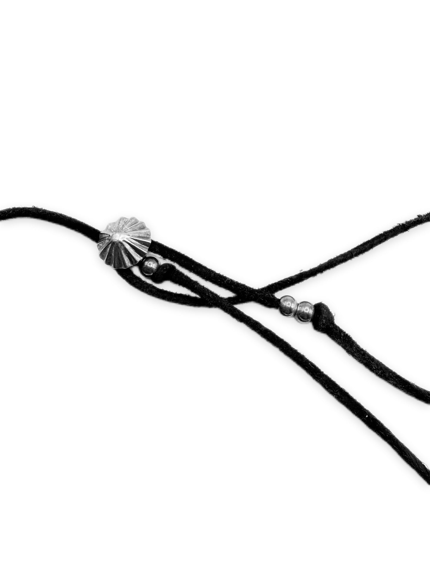 Goros Silver Feather Wheel Bead Leather Necklace Setup
