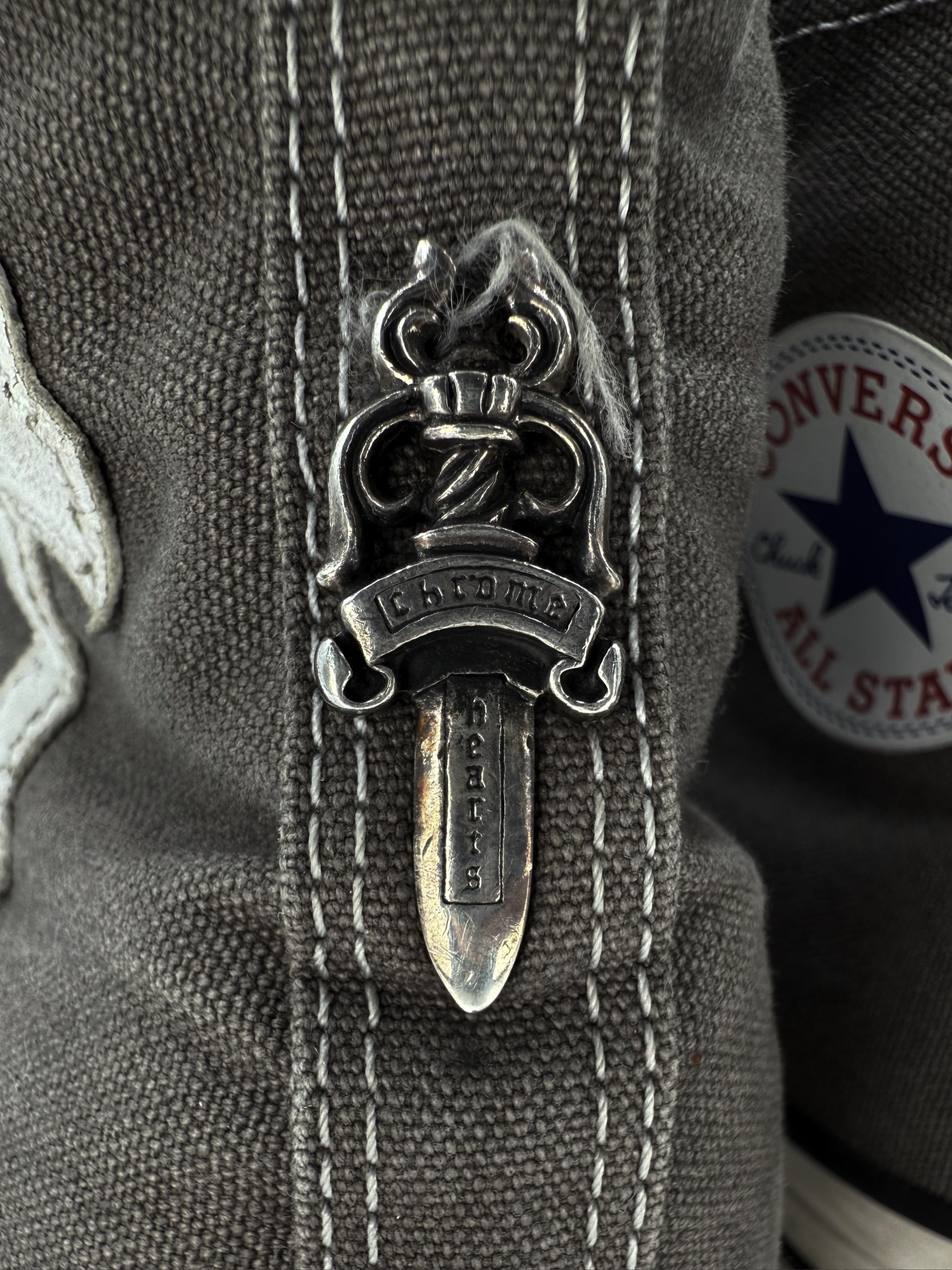 Chrome Hearts Leather Cross Patch Dagger Hi-top Converse Sneakers