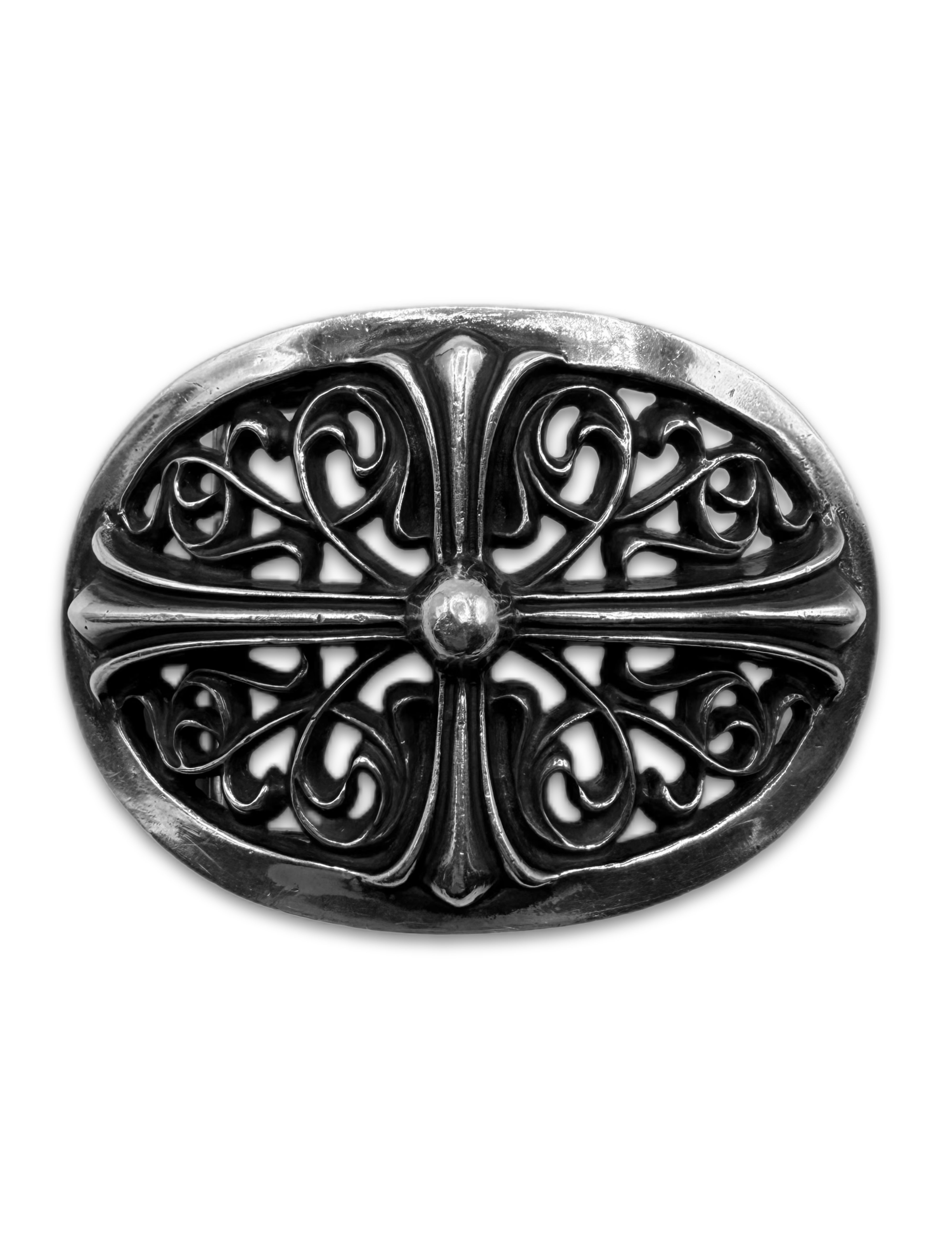 Chrome Hearts 1.5 inch .925 Silver Oval Belt Buckle