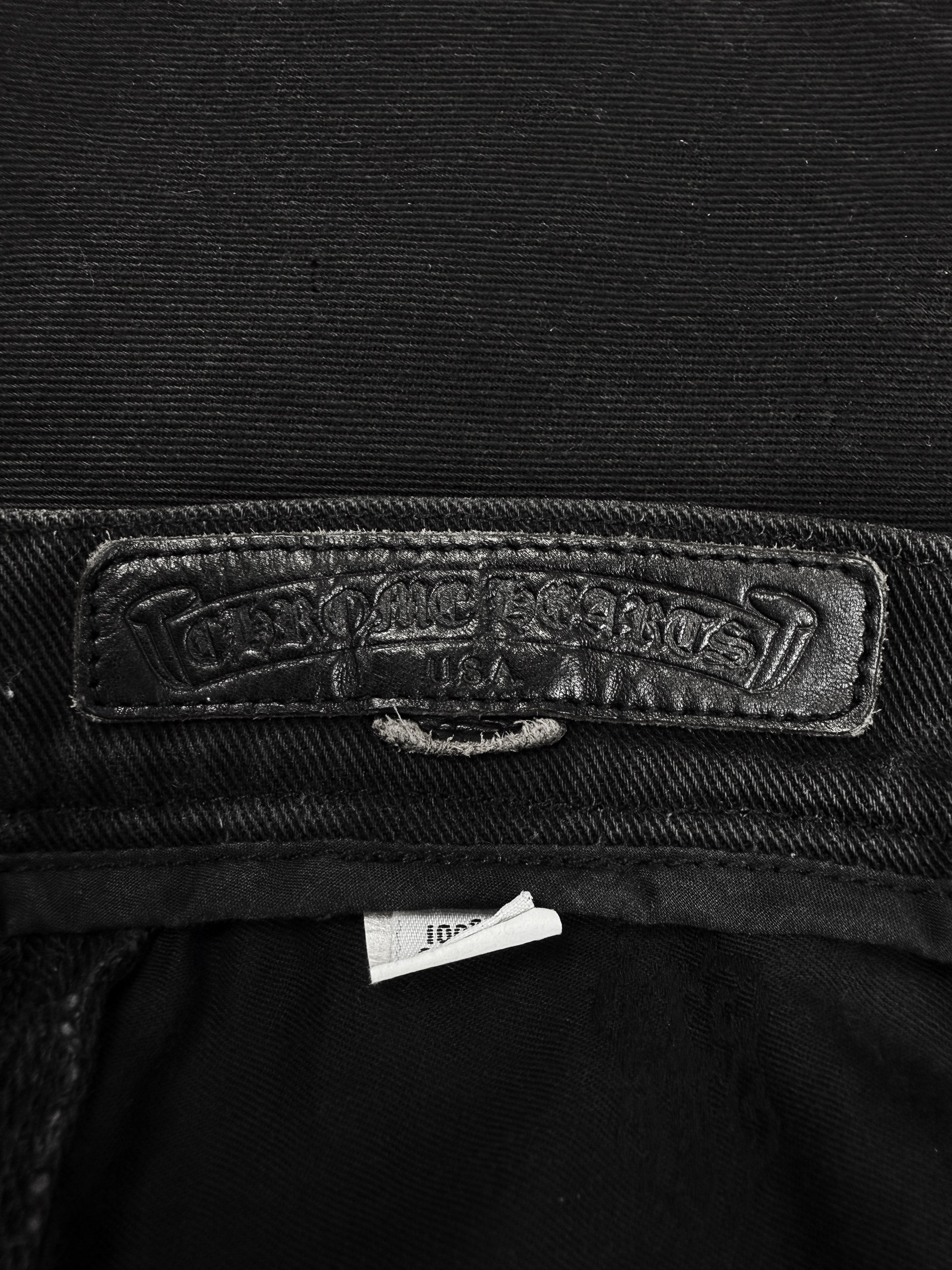 Chrome Hearts 11 Cross Patch Fleur Knee Black .925 Silver Denim