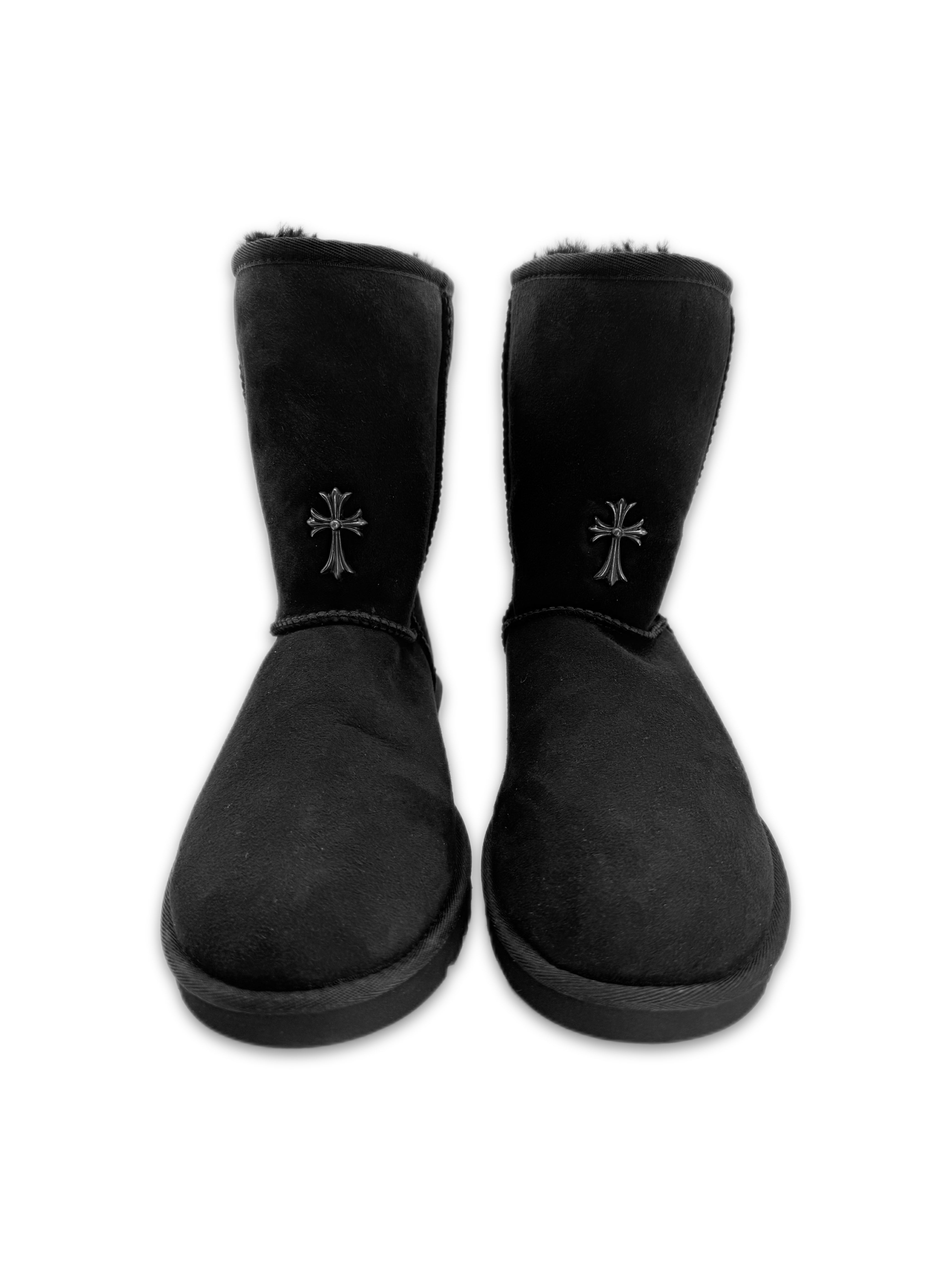 Chrome Hearts x Uggs Suede Fur Lined .925 Silver Cross Boots