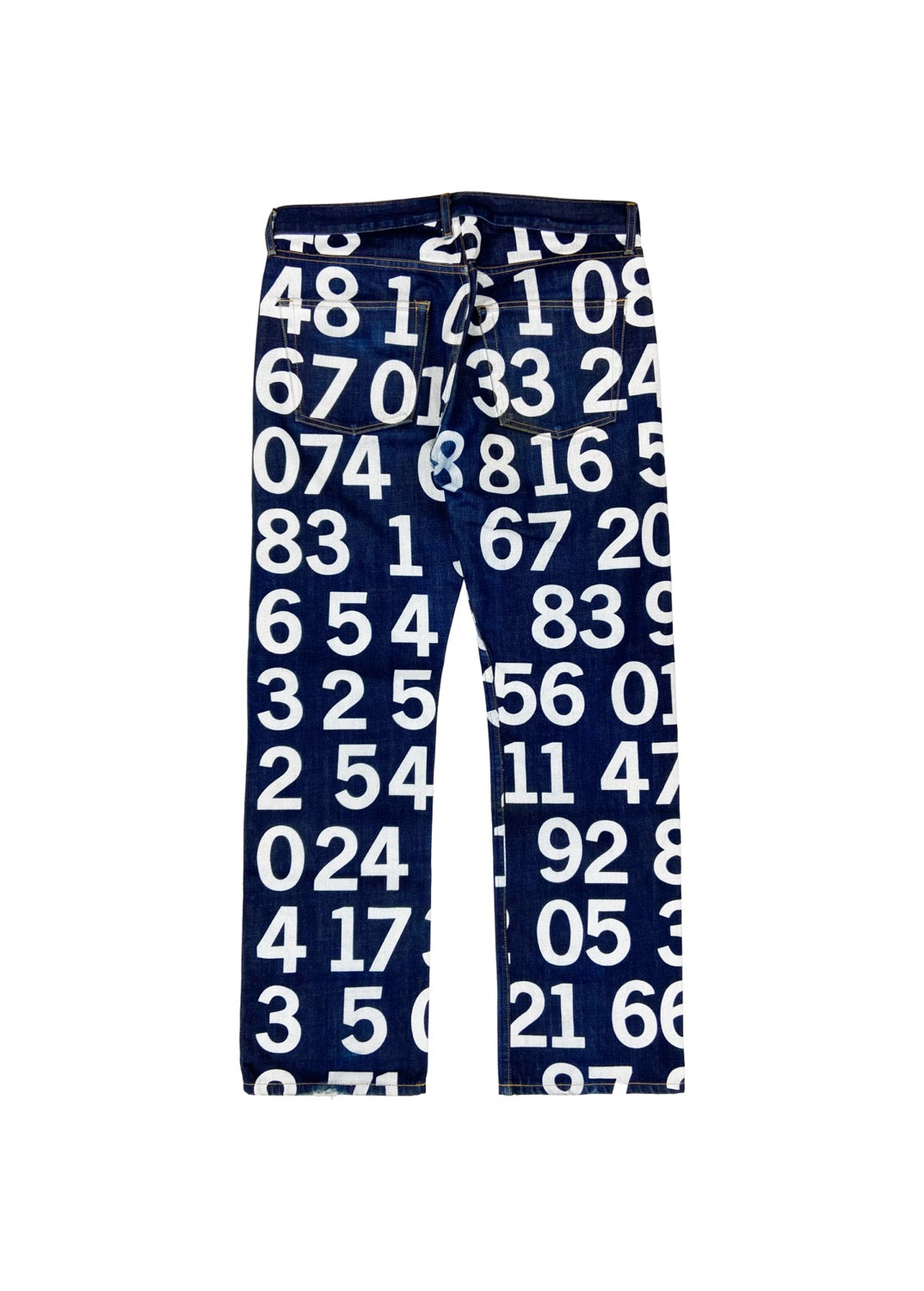 SS03 Junya Watanabe “Numbers” Hand Painted Indigo Denim