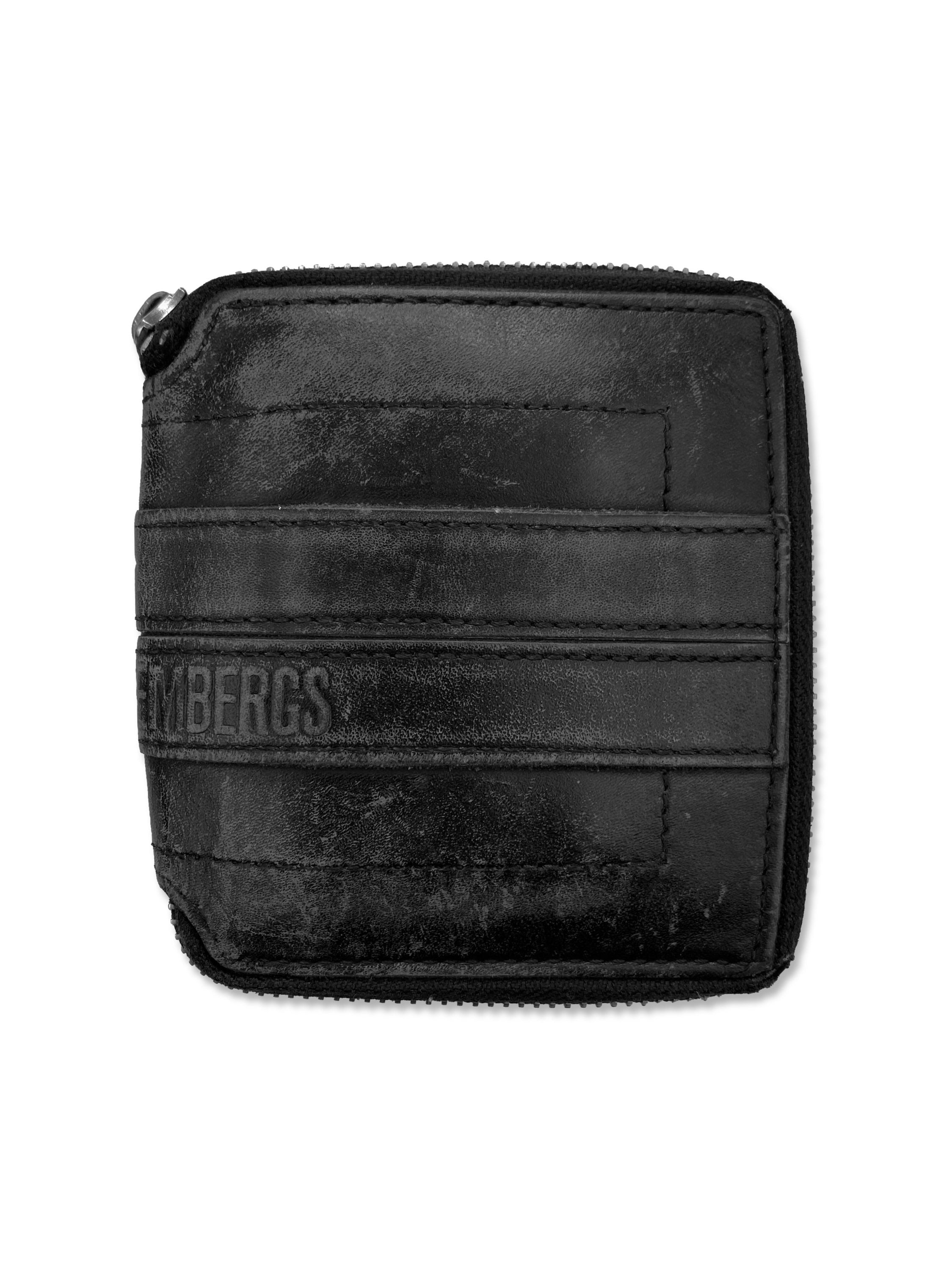 Dirk Bikkembergs Leather Full Zip Ribbed Black Wallet