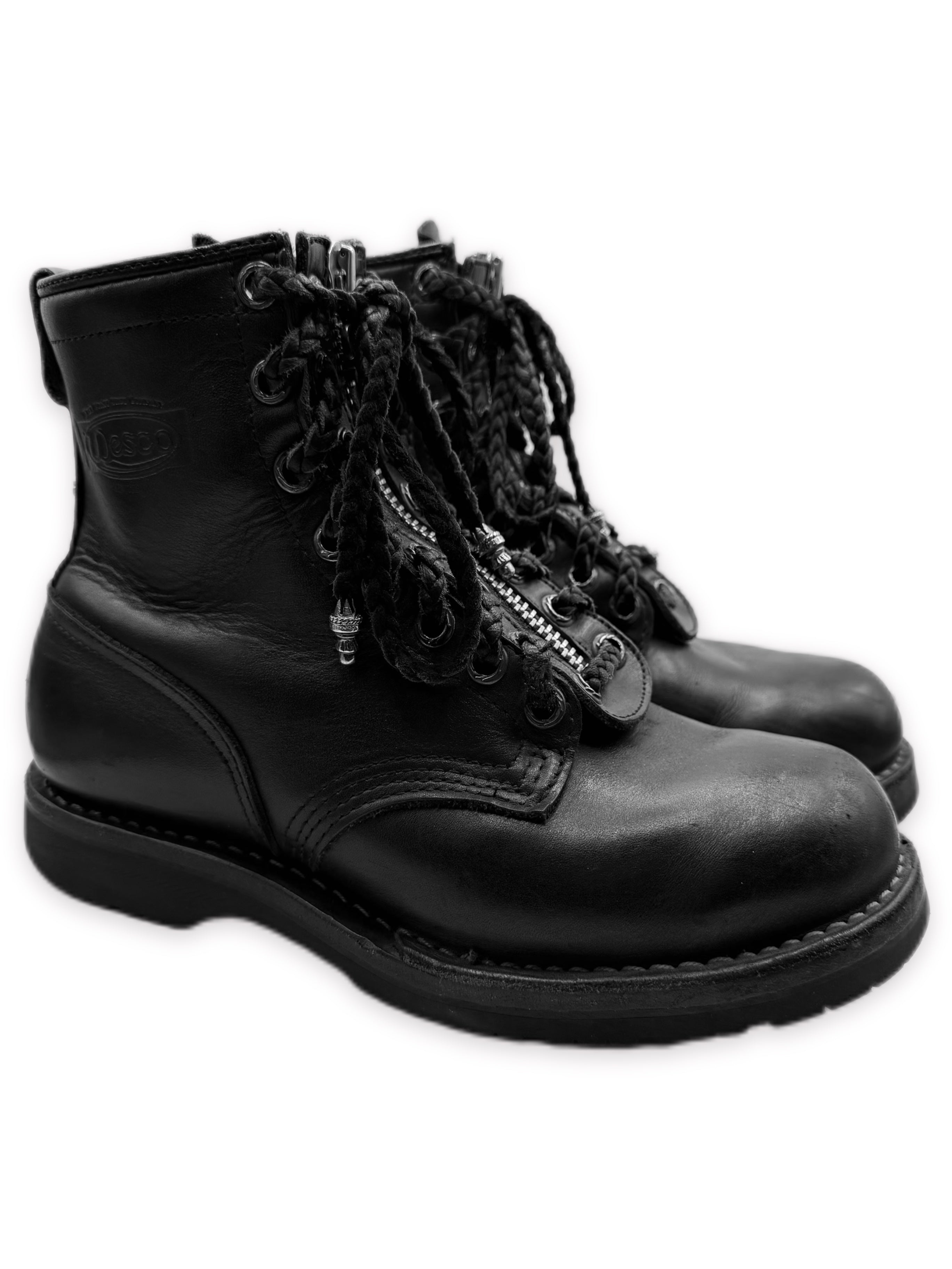 Chrome Hearts x Wesco Front Dagger Zip Fireman Leather Boots