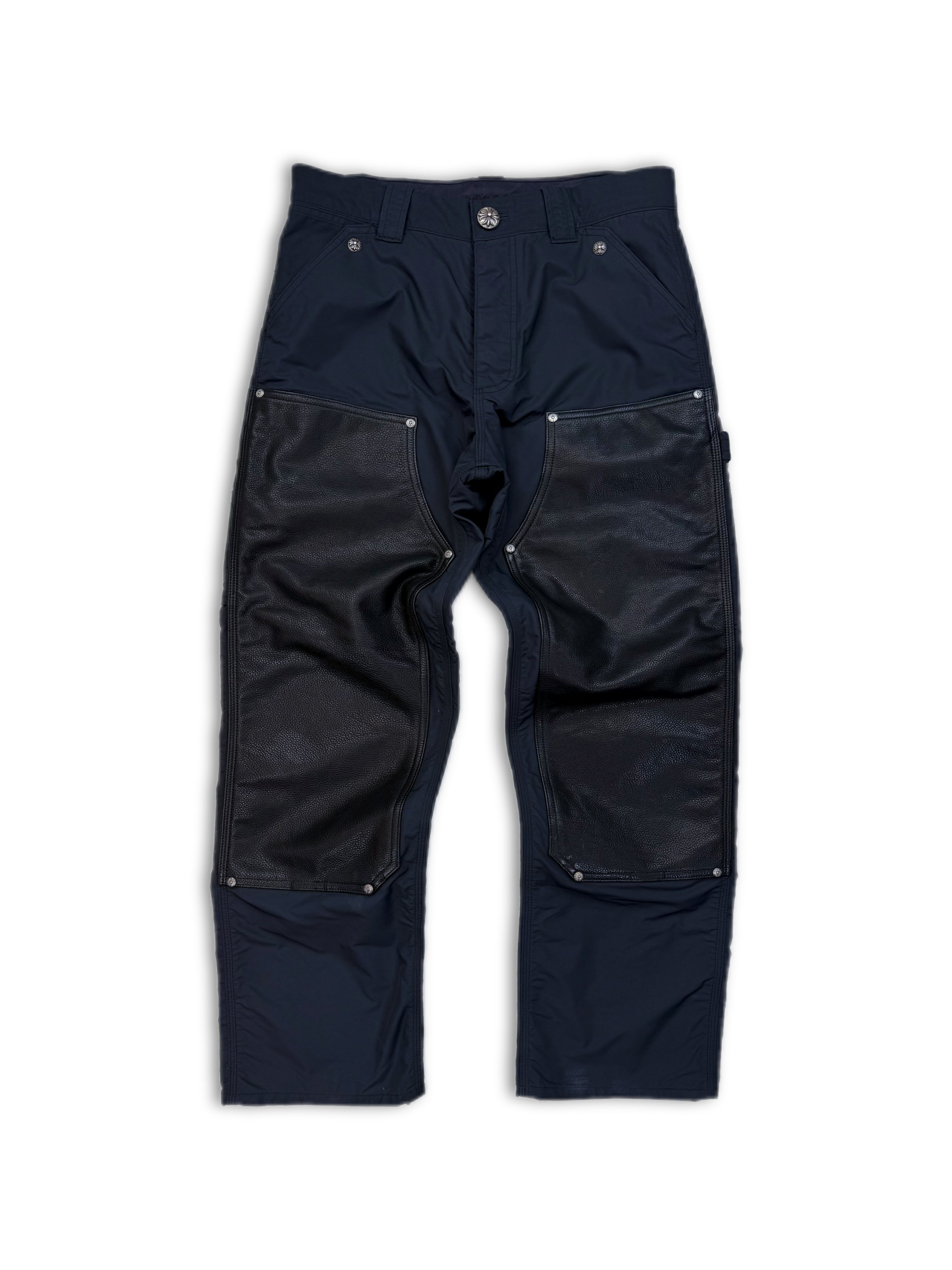 Chrome Hearts Carpenter Cross Patch Double Knee Leather Pants