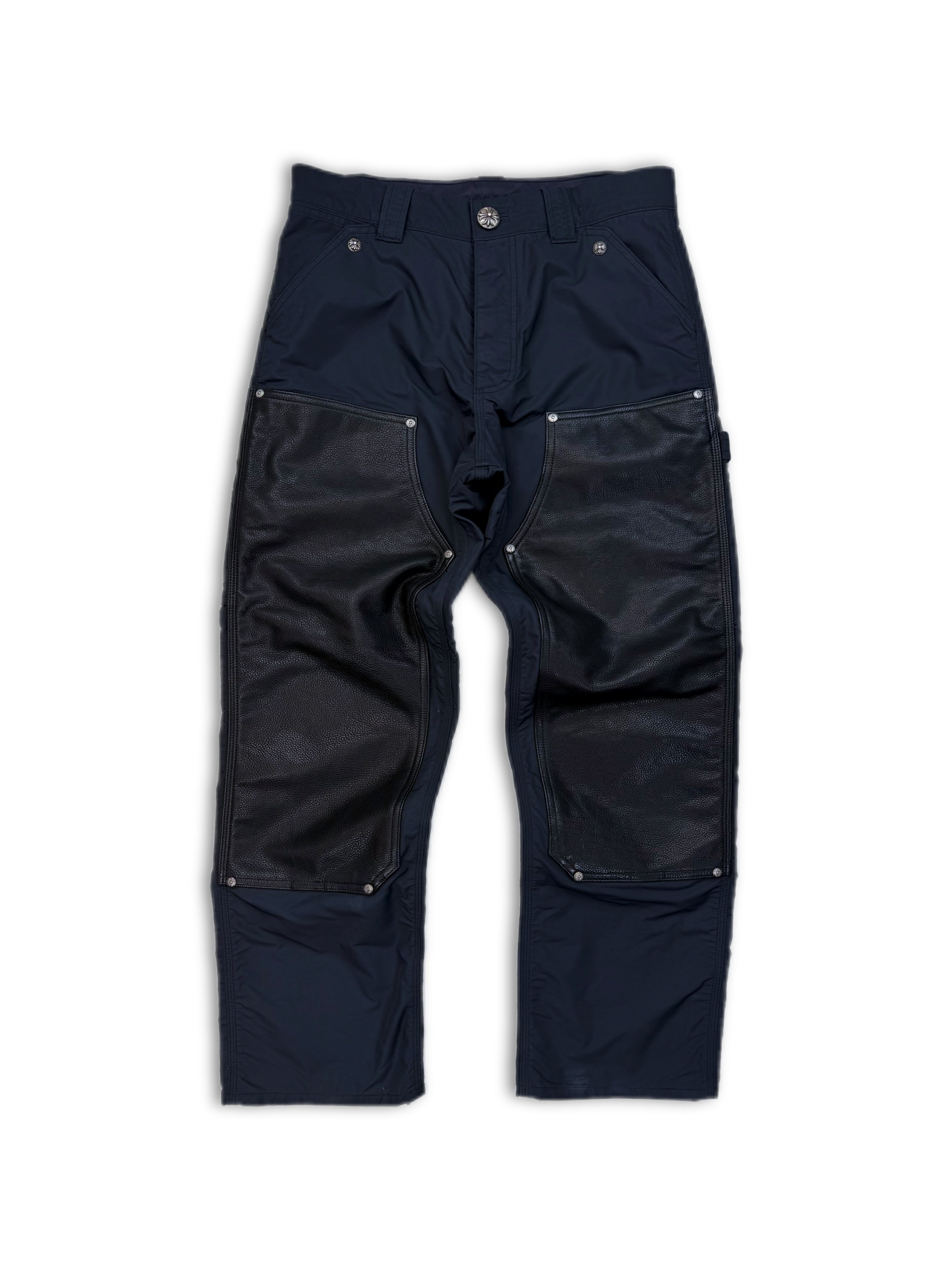 Chrome Hearts Carpenter Cross Patch Double Knee Leather Pants