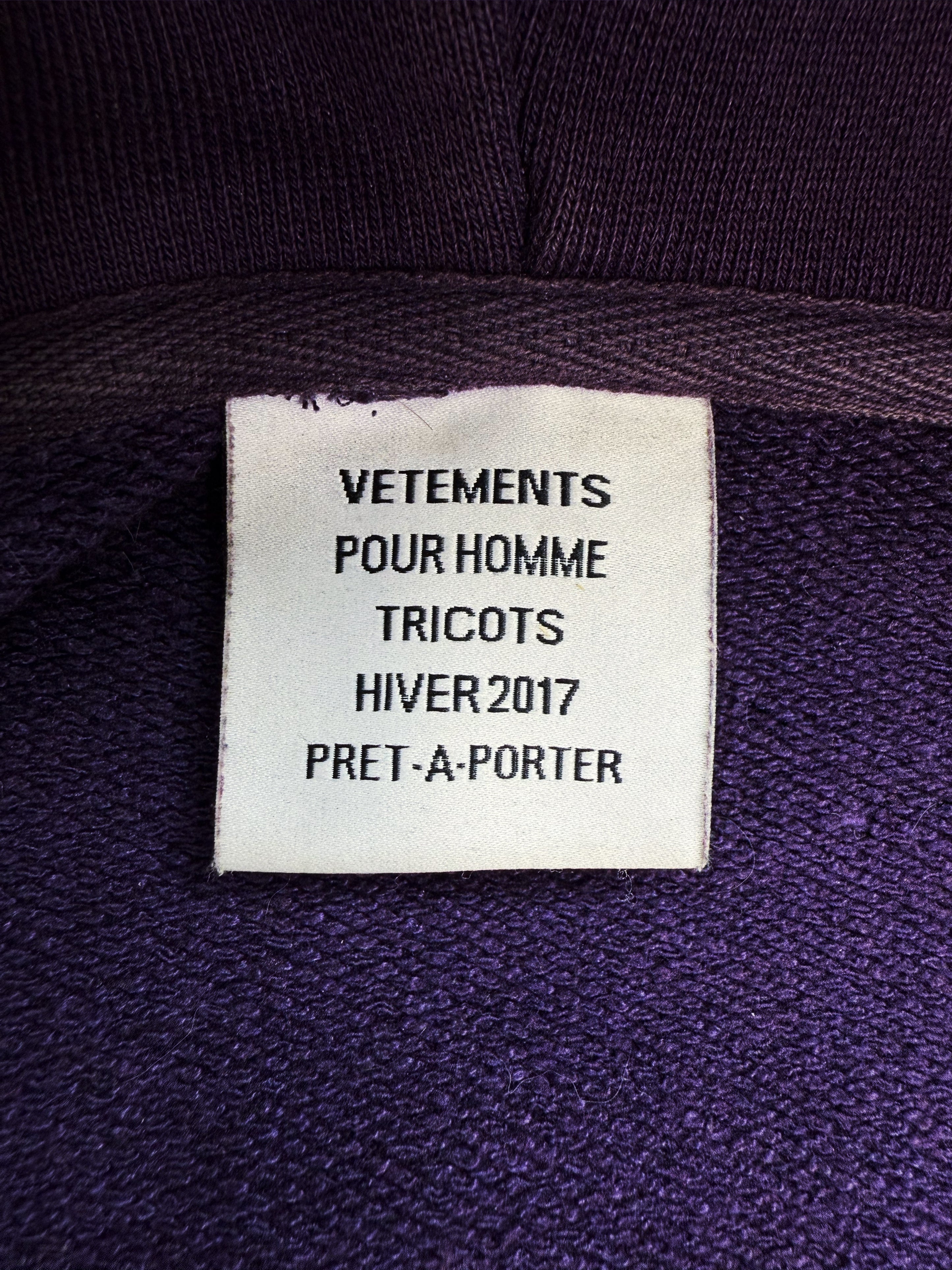 AW16 Vetements Homme ‘Sexual Fantasies’ Purple Slogan Hoodie