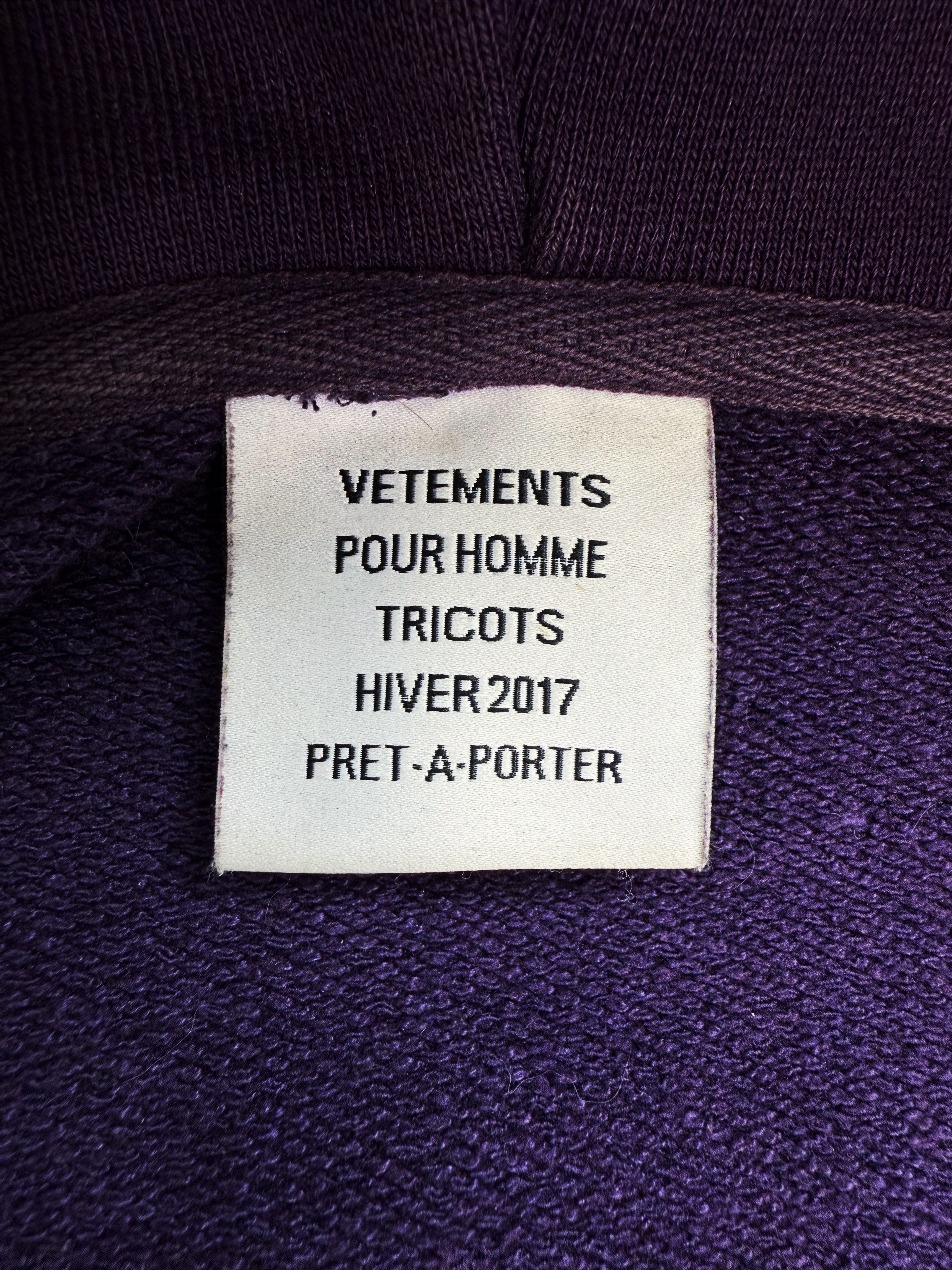 AW16 Vetements Homme ‘Sexual Fantasies’ Purple Slogan Hoodie