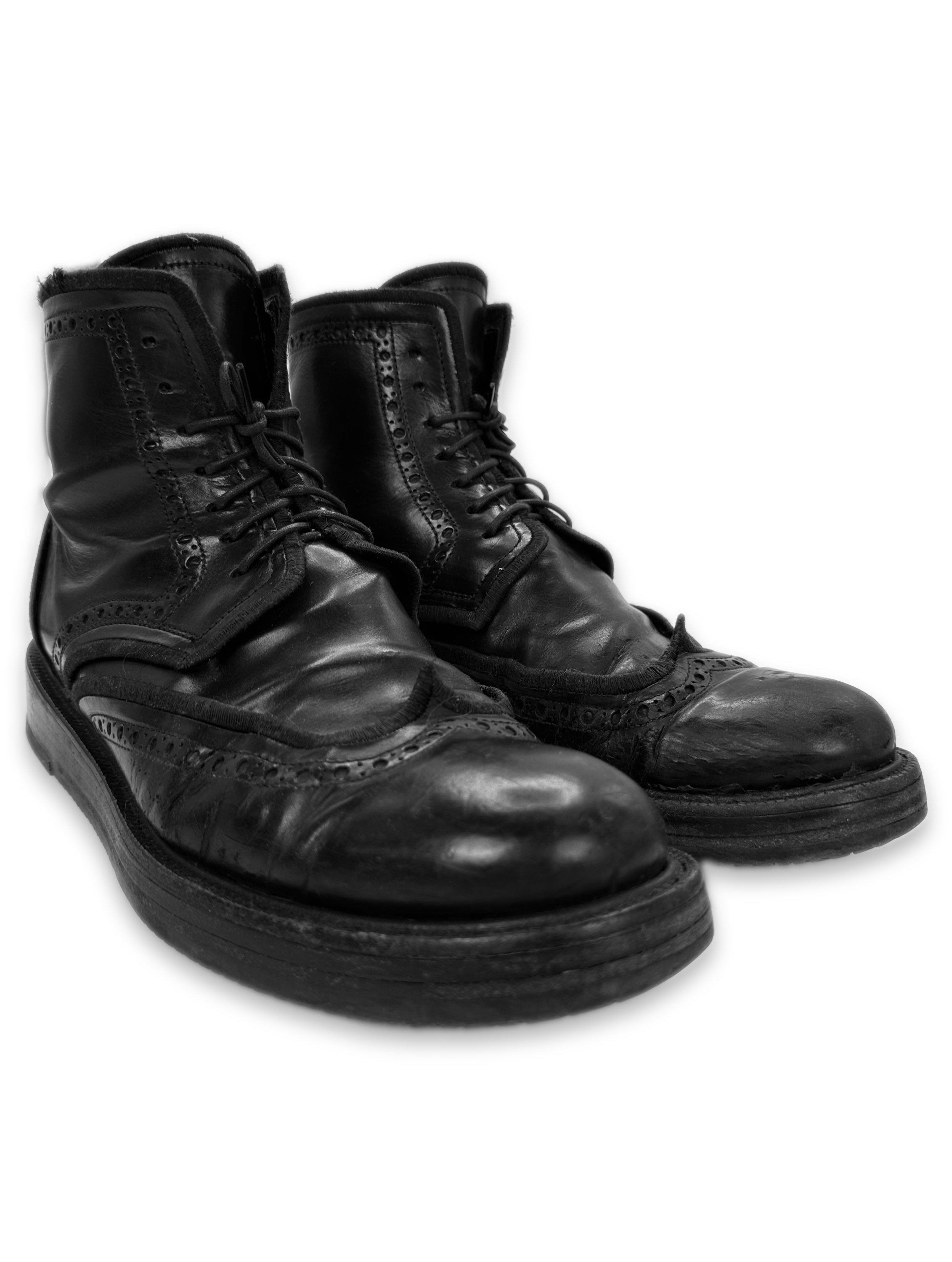 SS12 Dior Black Leather Mid Height Brogue Boots