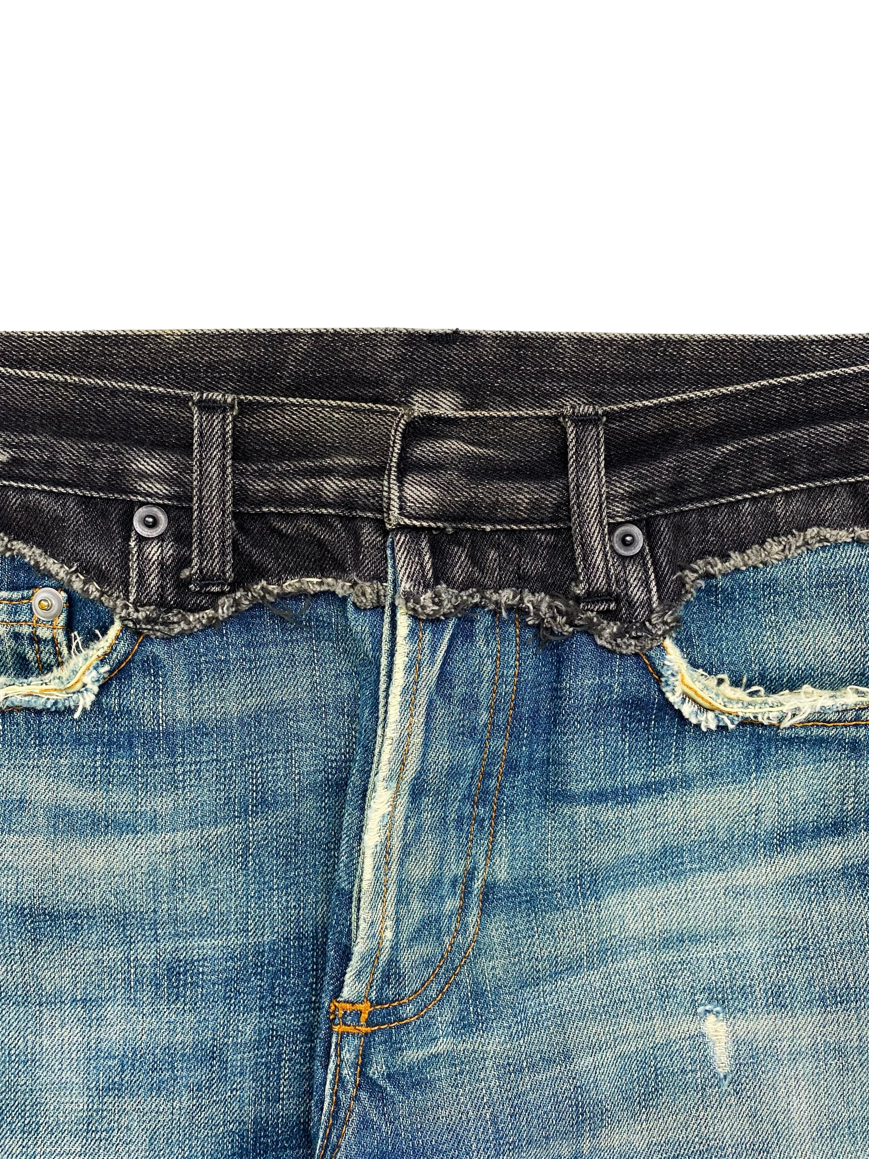 AW06 Dior “Cummerbund” Distressed Hybrid Denim
