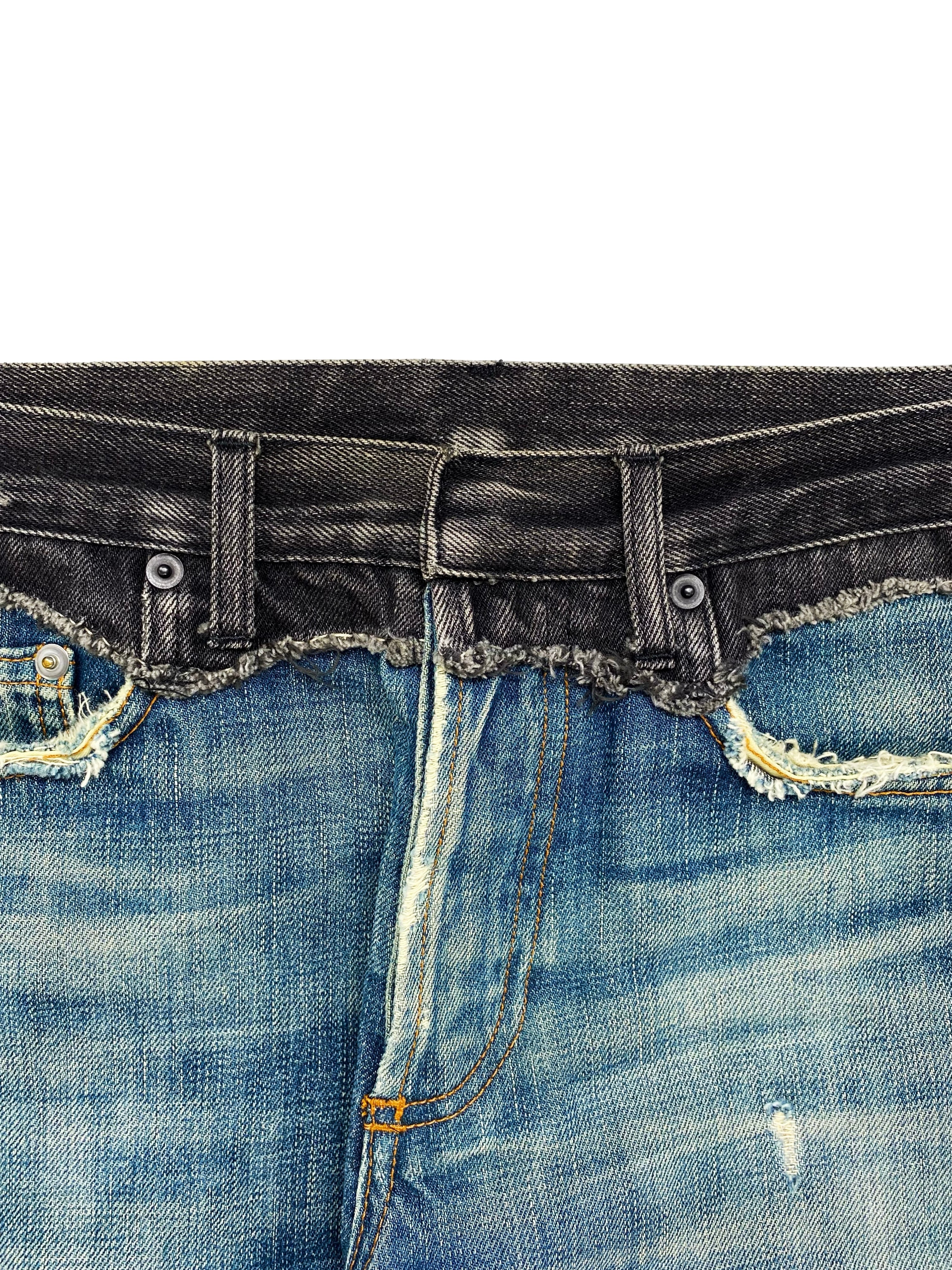 AW06 Dior “Cummerbund” Distressed Hybrid Denim
