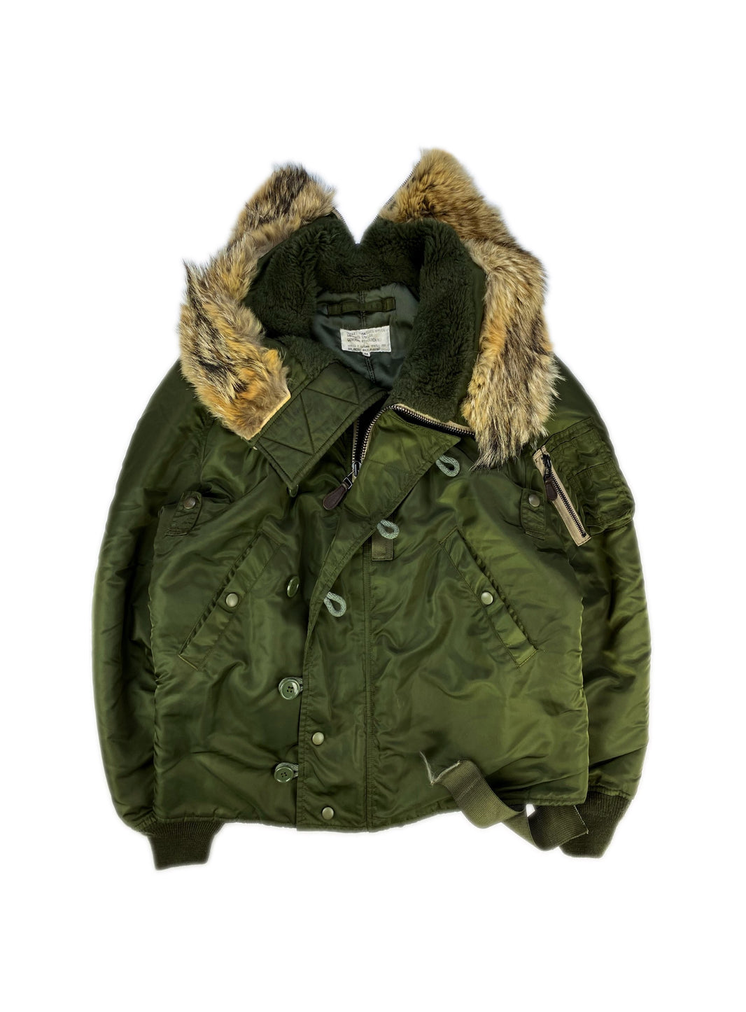 AW01 General Research ‘Snorkel Collar’ Fur Olive MA-1 Bomber Jacket