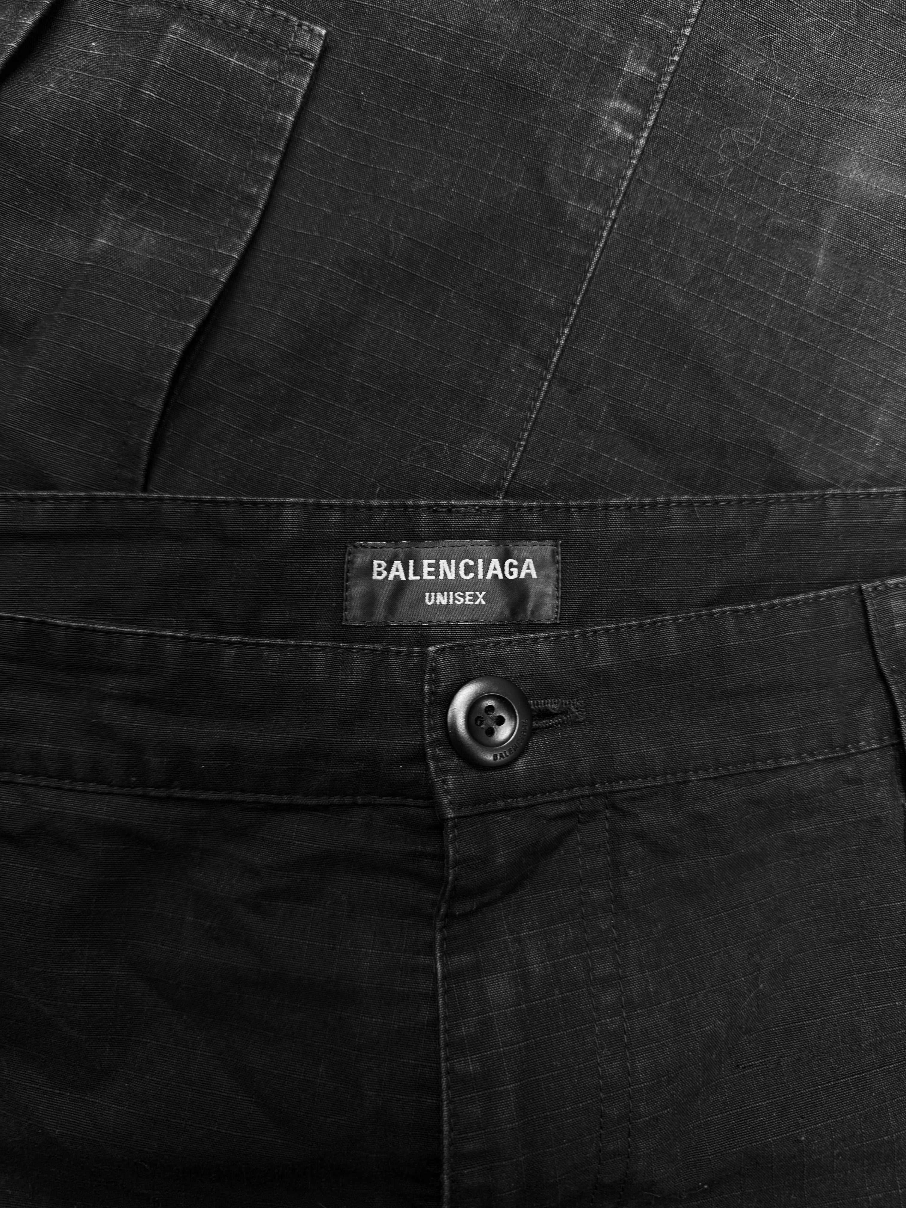 AW23 Balenciaga Flared Convertible Black Multi Pocket Cargo Pants